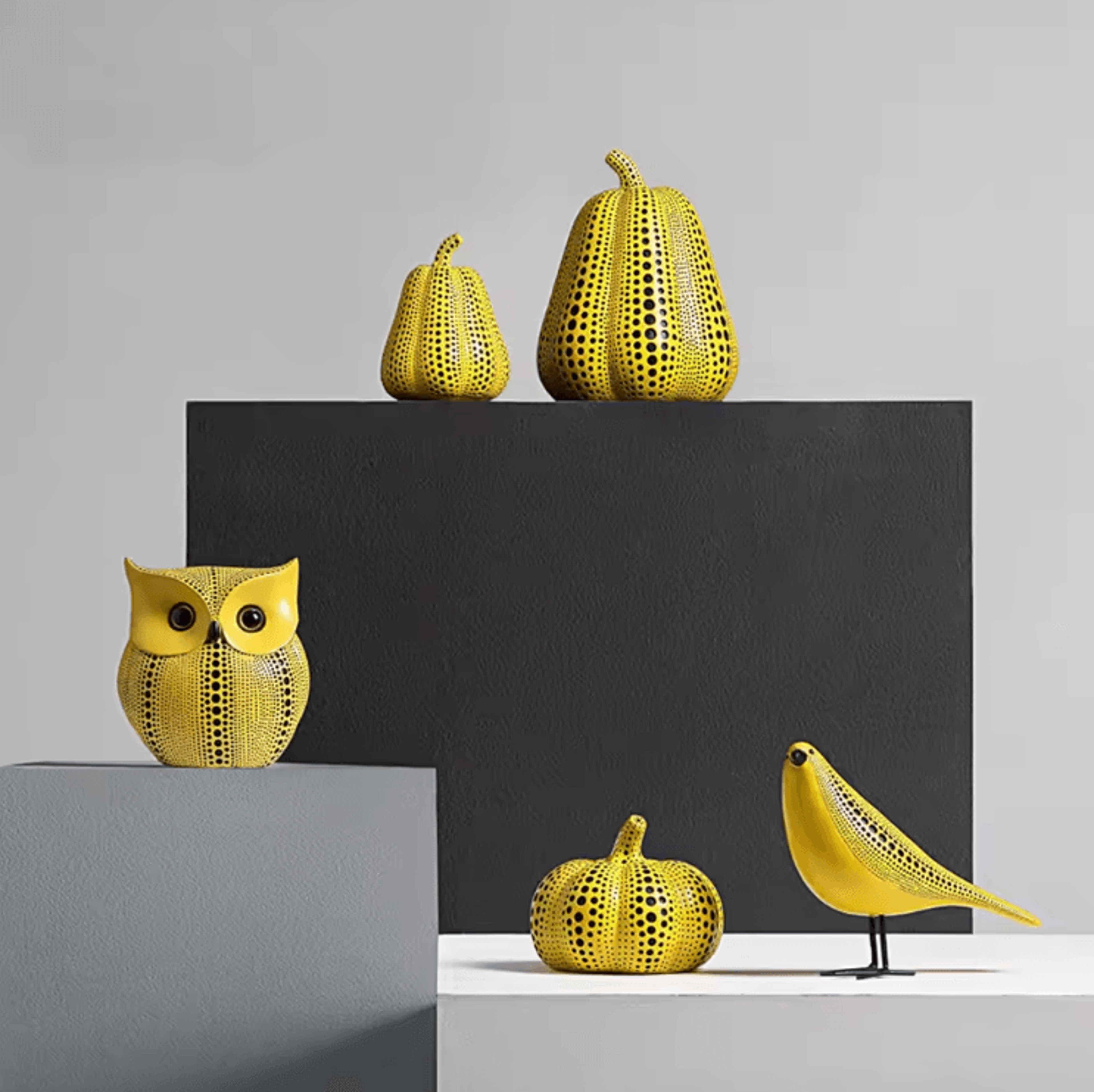 cute owl pumpkin figurine – artistic animal statue desktop decor