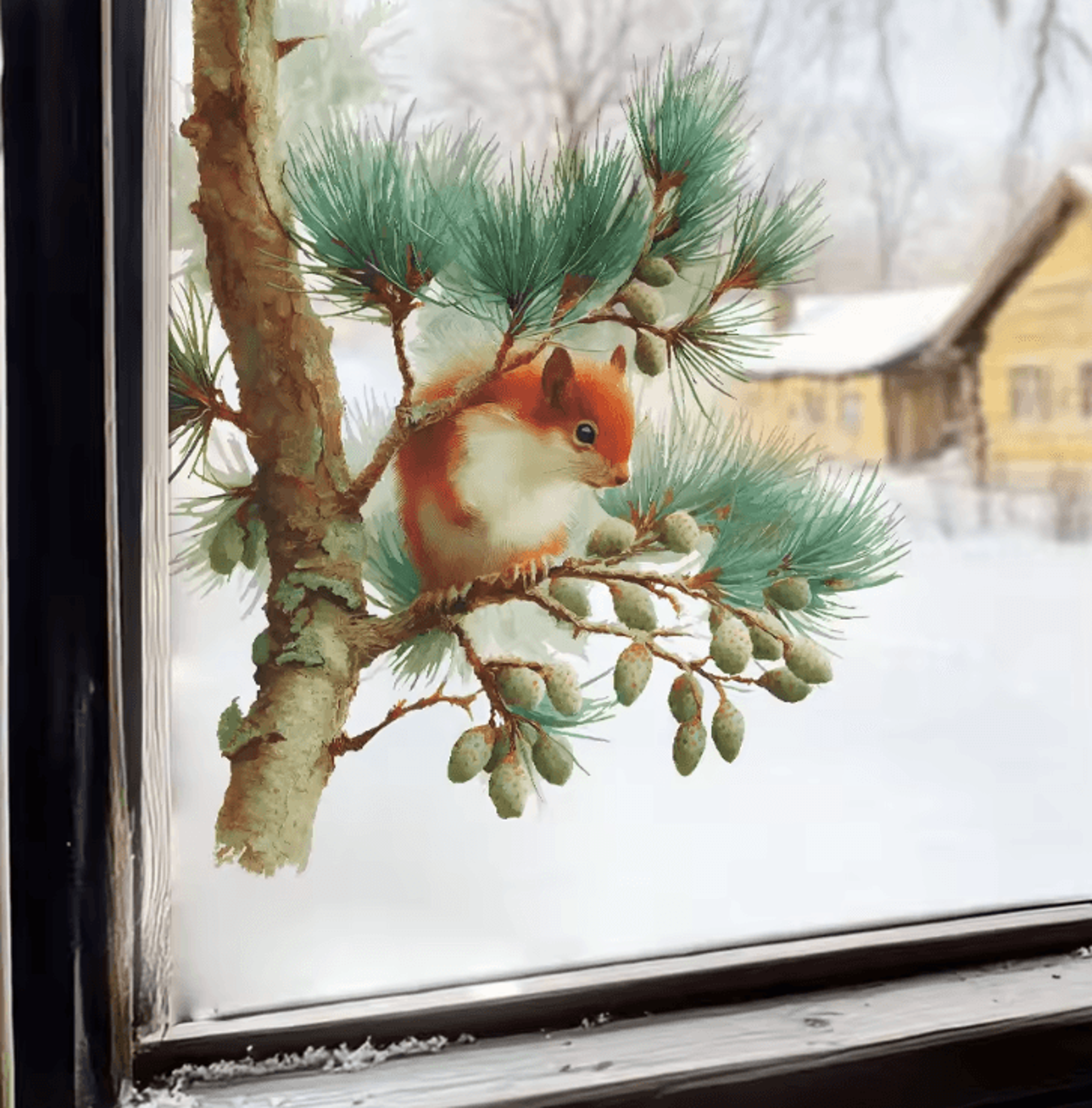 cute squirrel wall sticker decal – cartoon animal window & room decor
