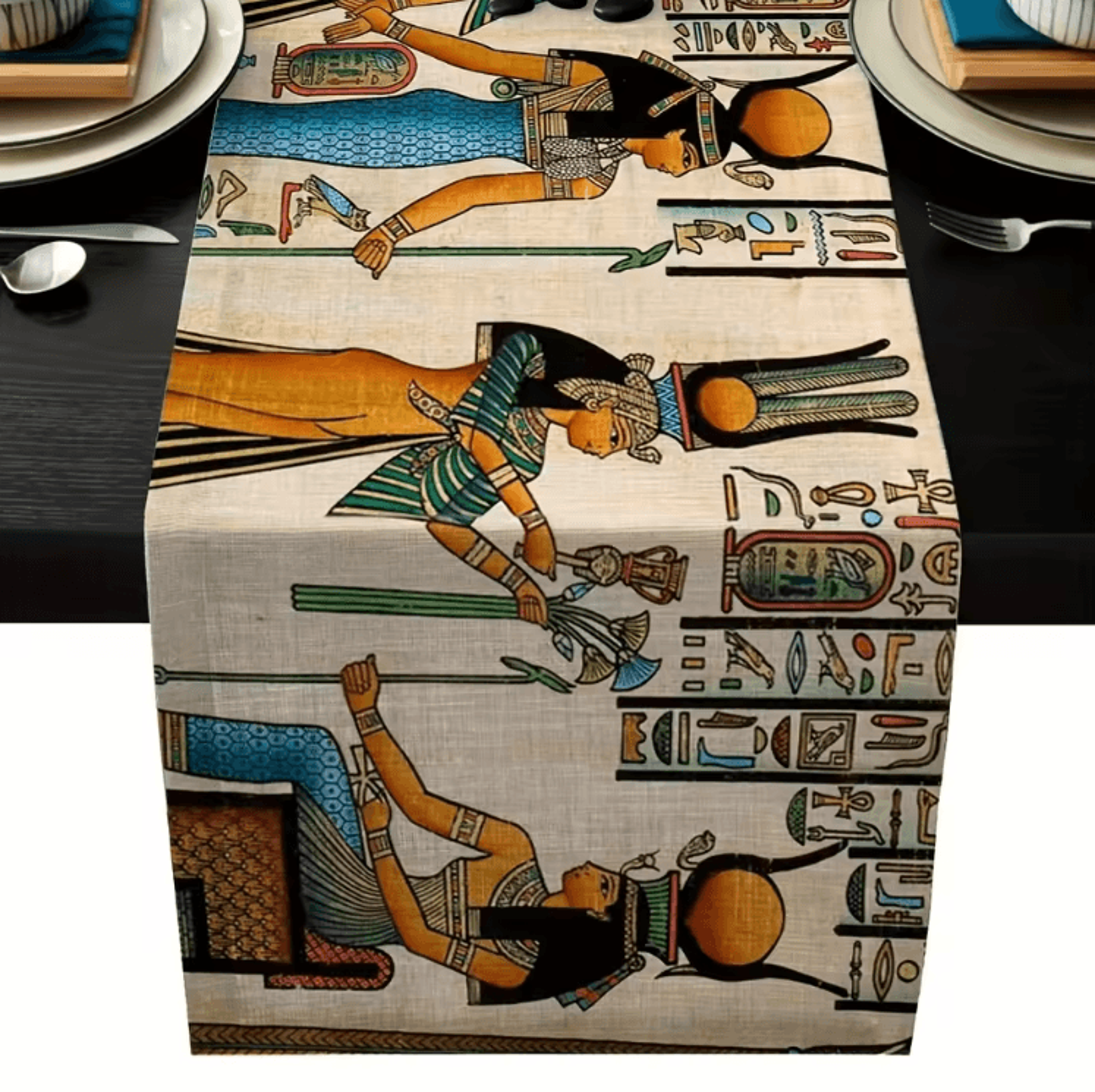 egyptian heritage linen table runner – vintage egyptian table runner for farmhouse dining decor