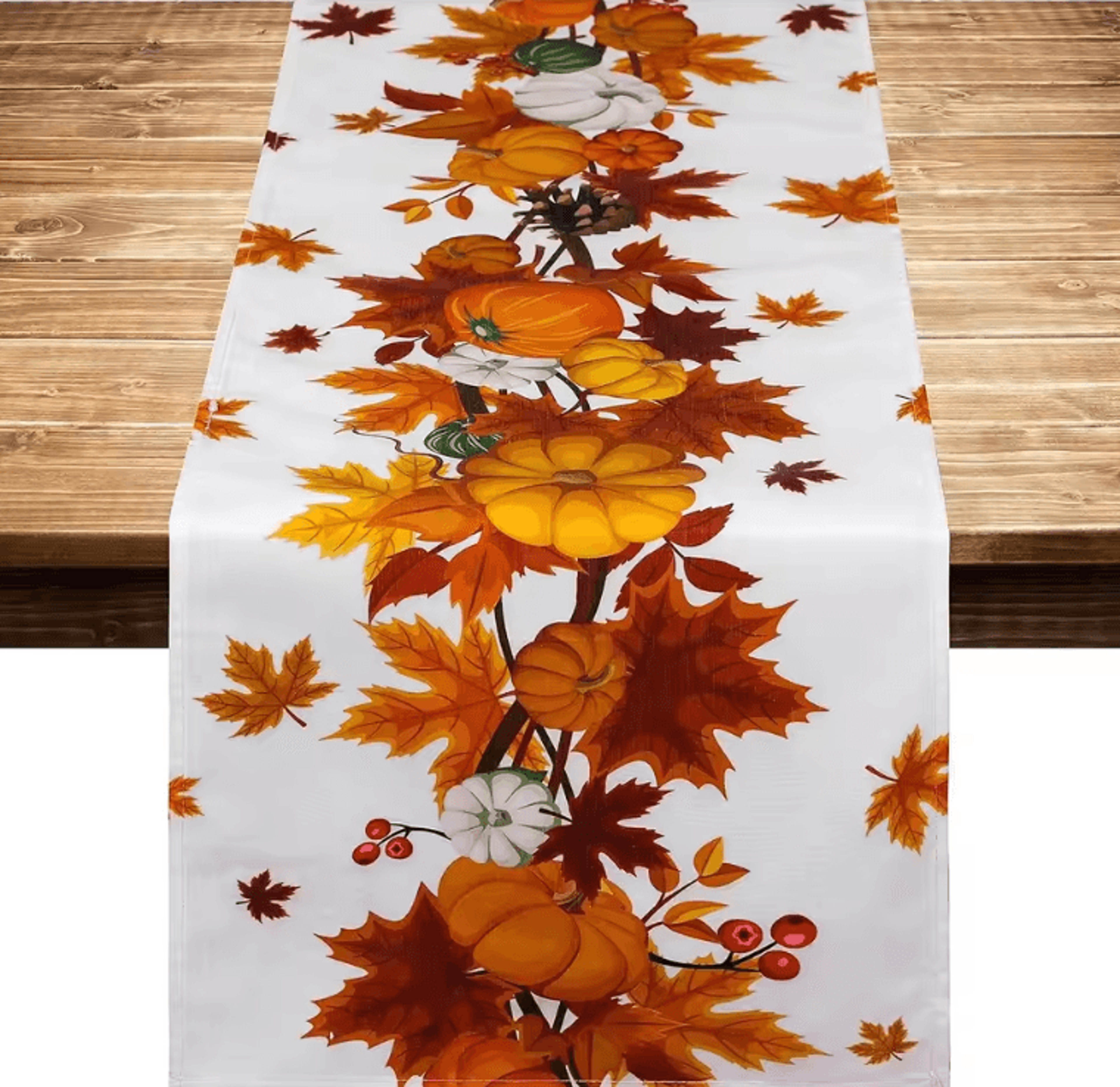 autumn harvest pumpkin linen table runner – festive thanksgiving table runner with maple leaves & farmhouse charm