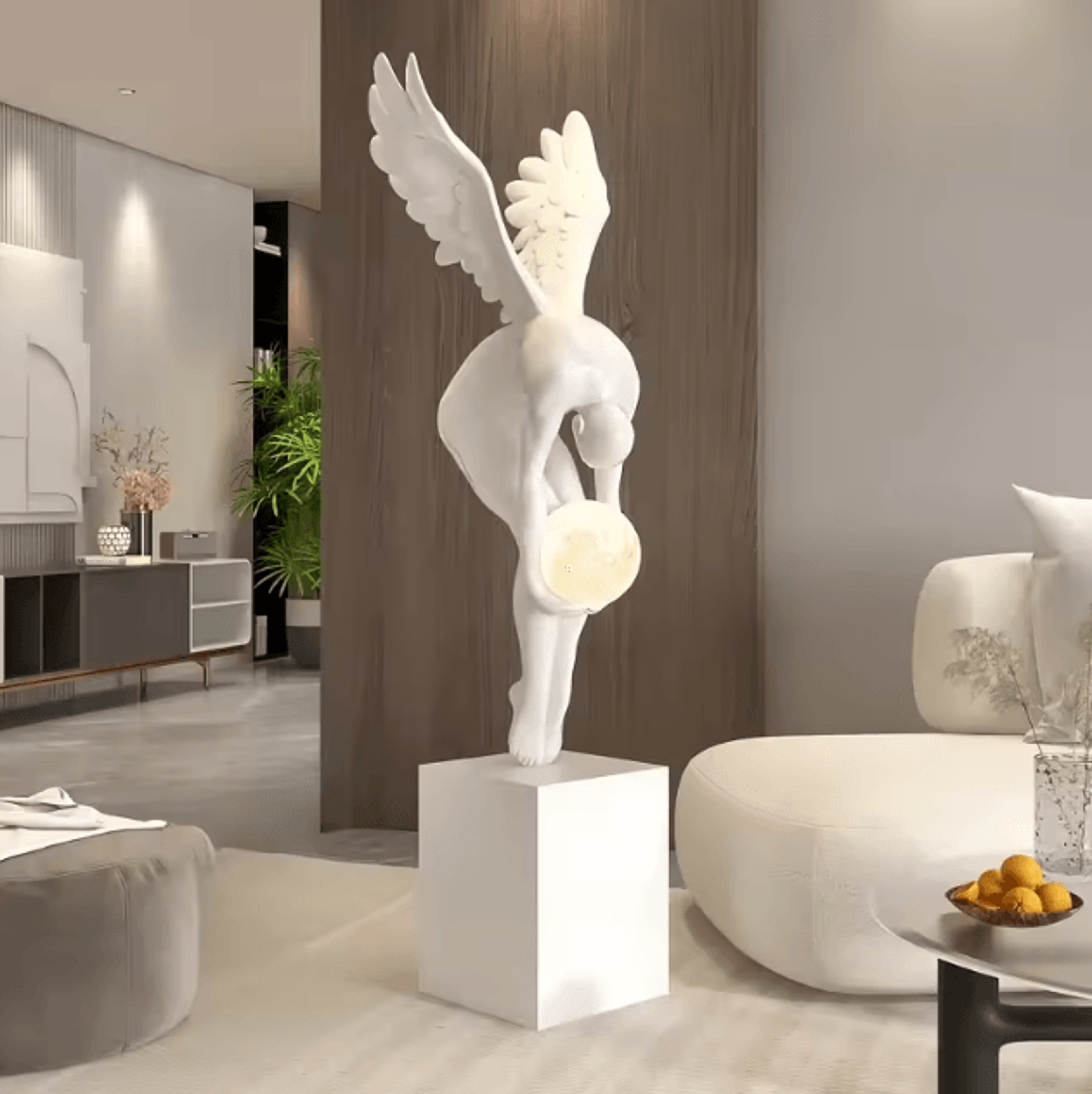 nordic luminous wing resin sculpture – elegant wing sculpture decor for modern living room & ambient styling