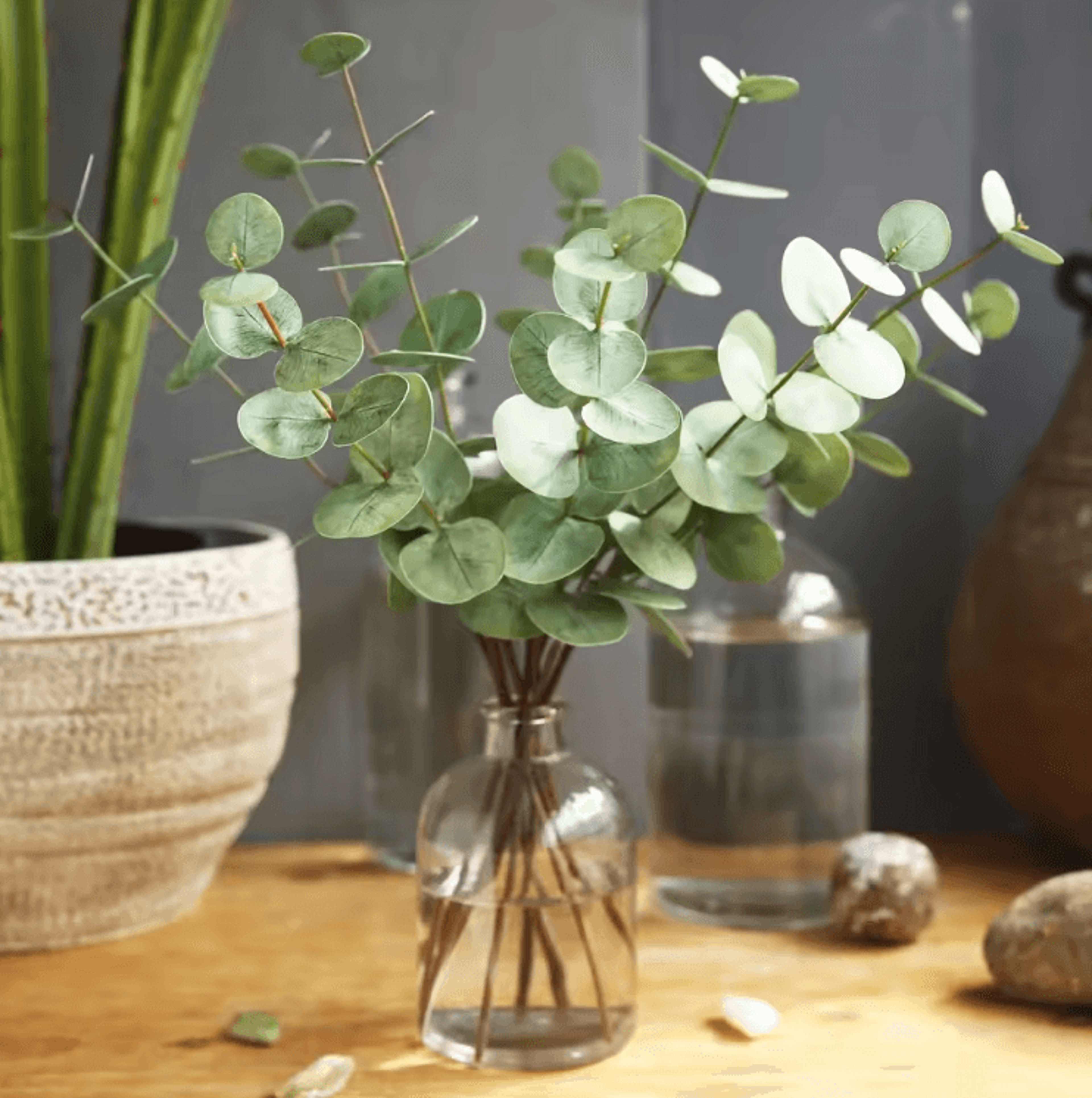 10pcs real touch eucalyptus leaves – elegant artificial eucalyptus leaves for wedding, table & home decor