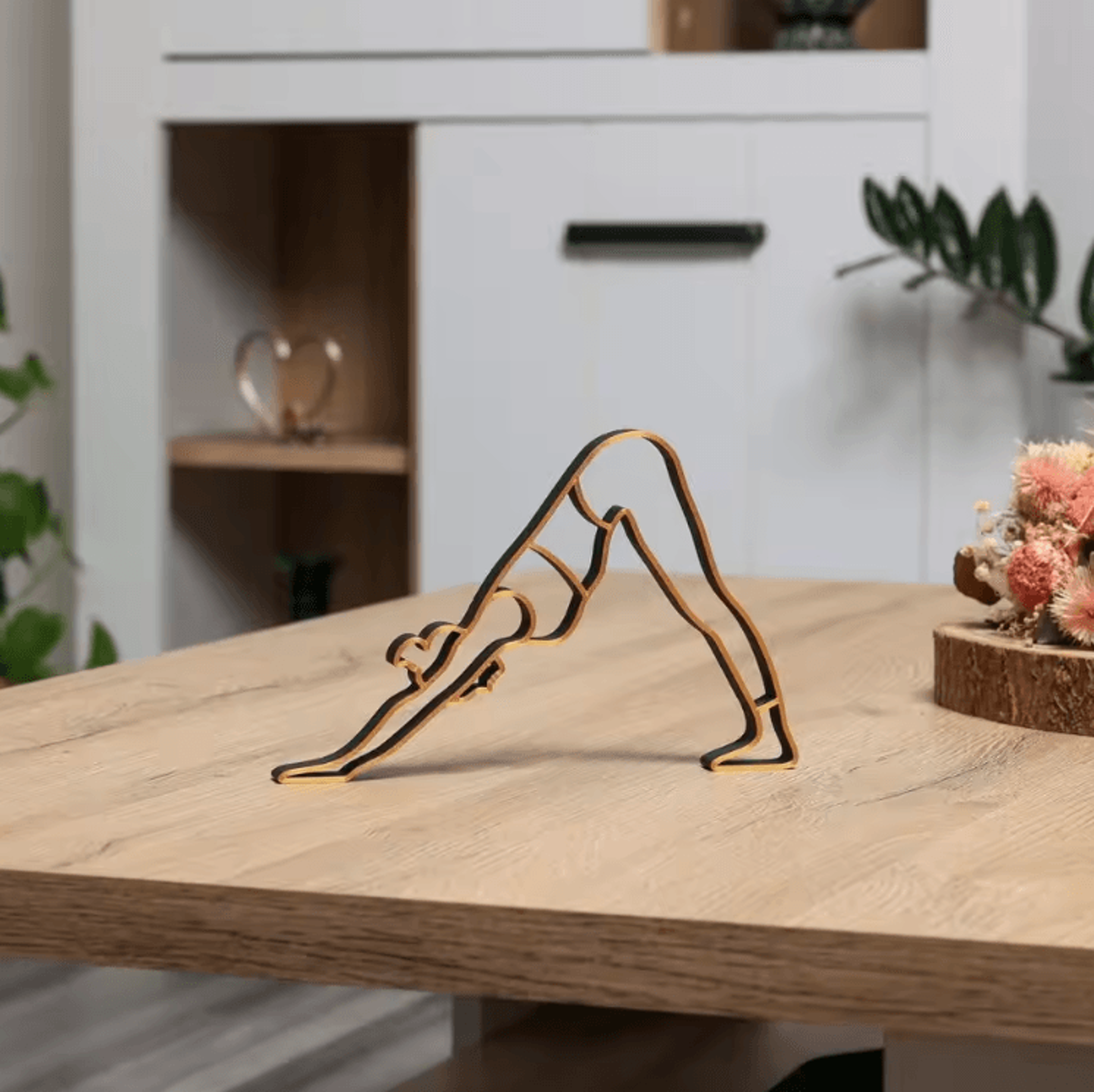 elegant abstract yoga lady figurine – minimalist resin zen decor for home & office