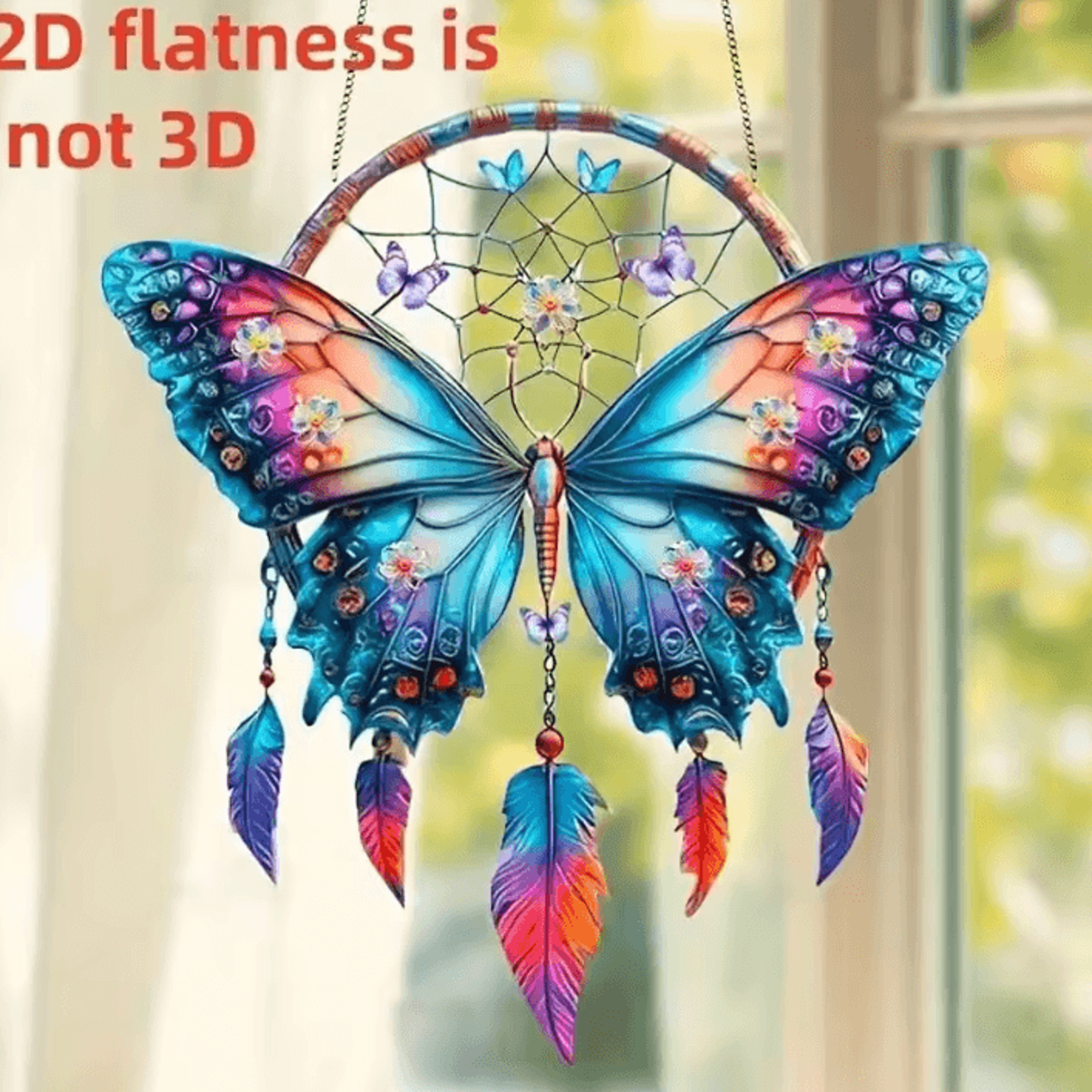 shimmering butterfly feather pendant – elegant decorative hanging ornament