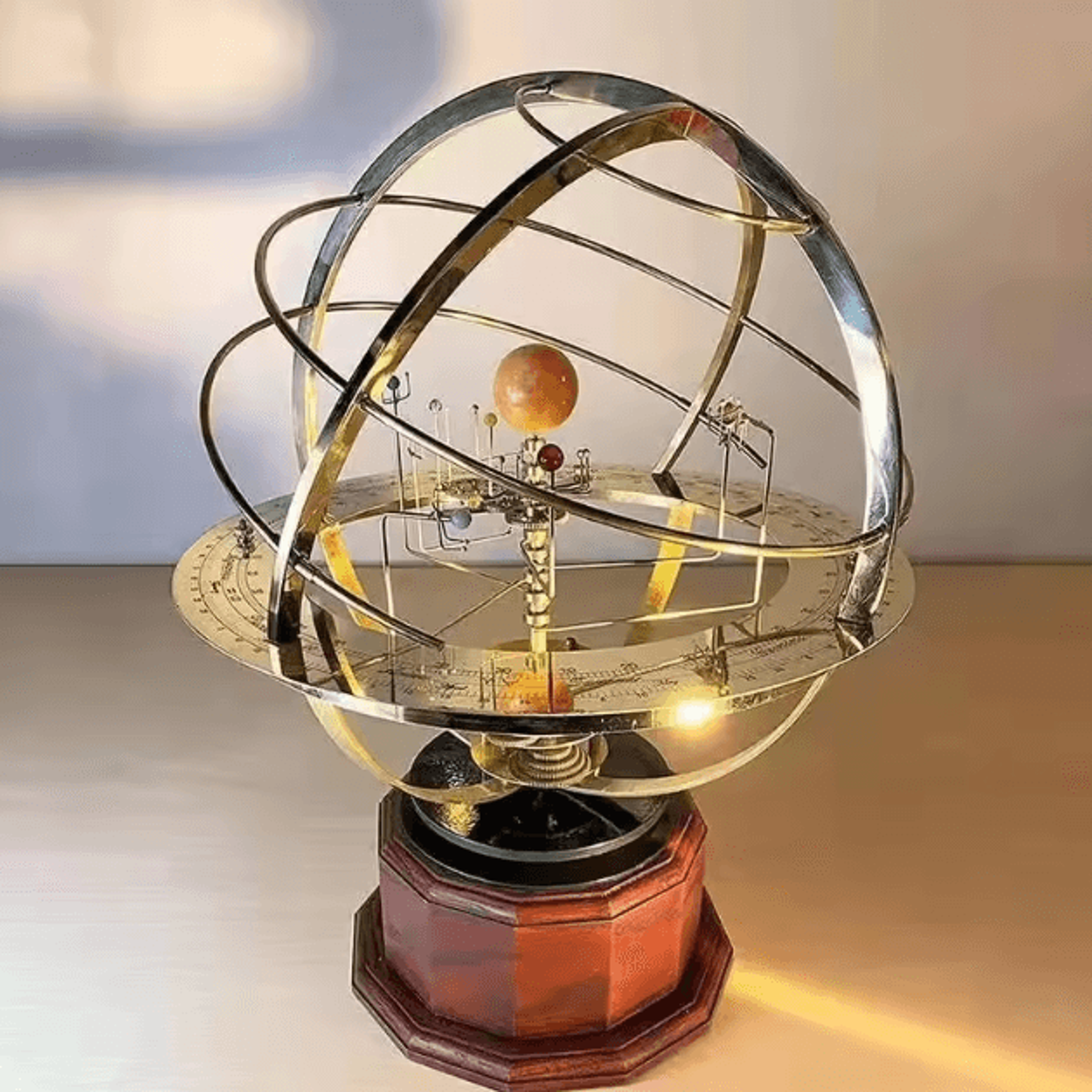 grand mechanical orrery solar system model – metal astronomy desk decor & collectors display