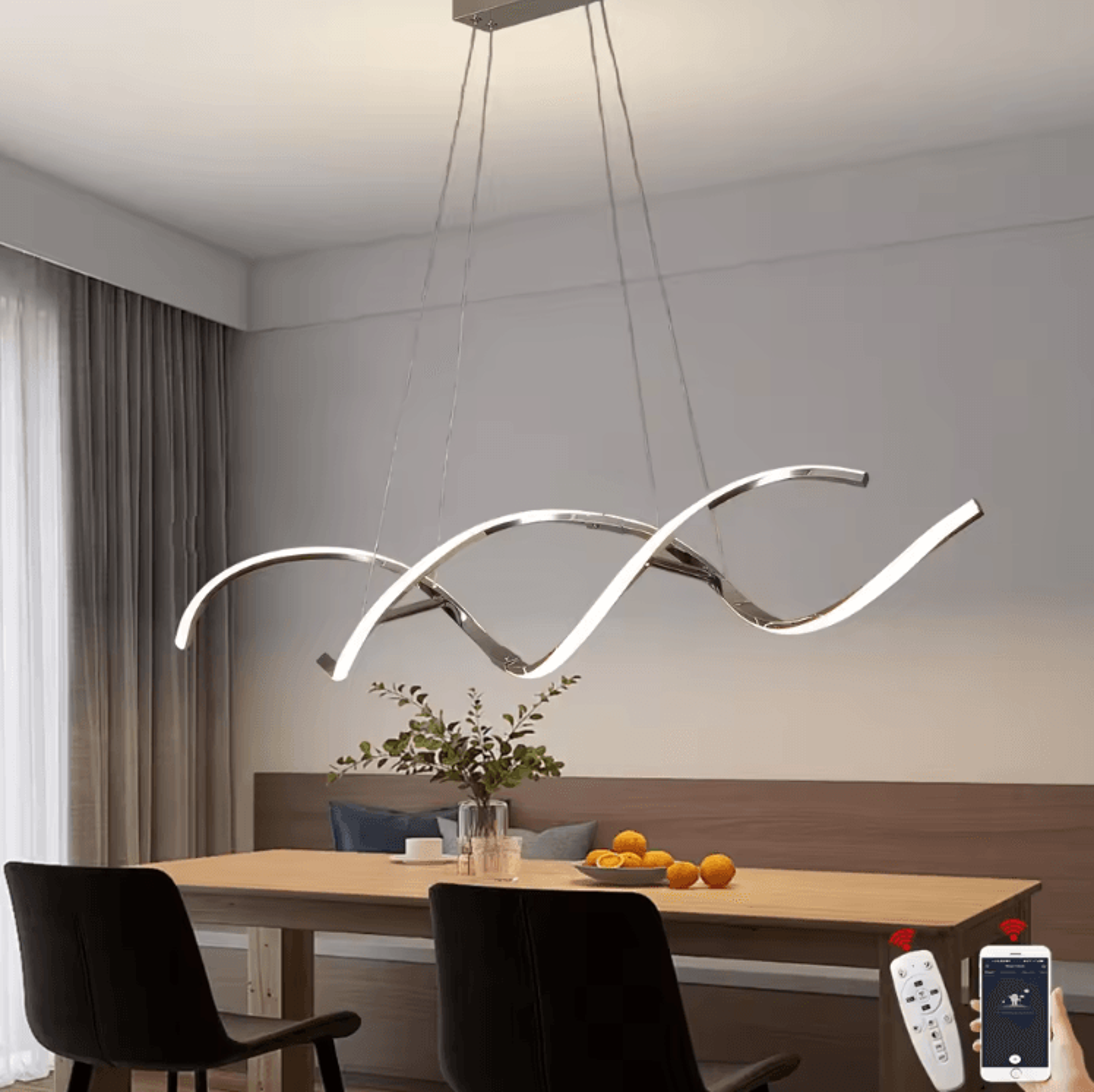 modern linear led chandelier – sleek pendant light for dining room & kitchen