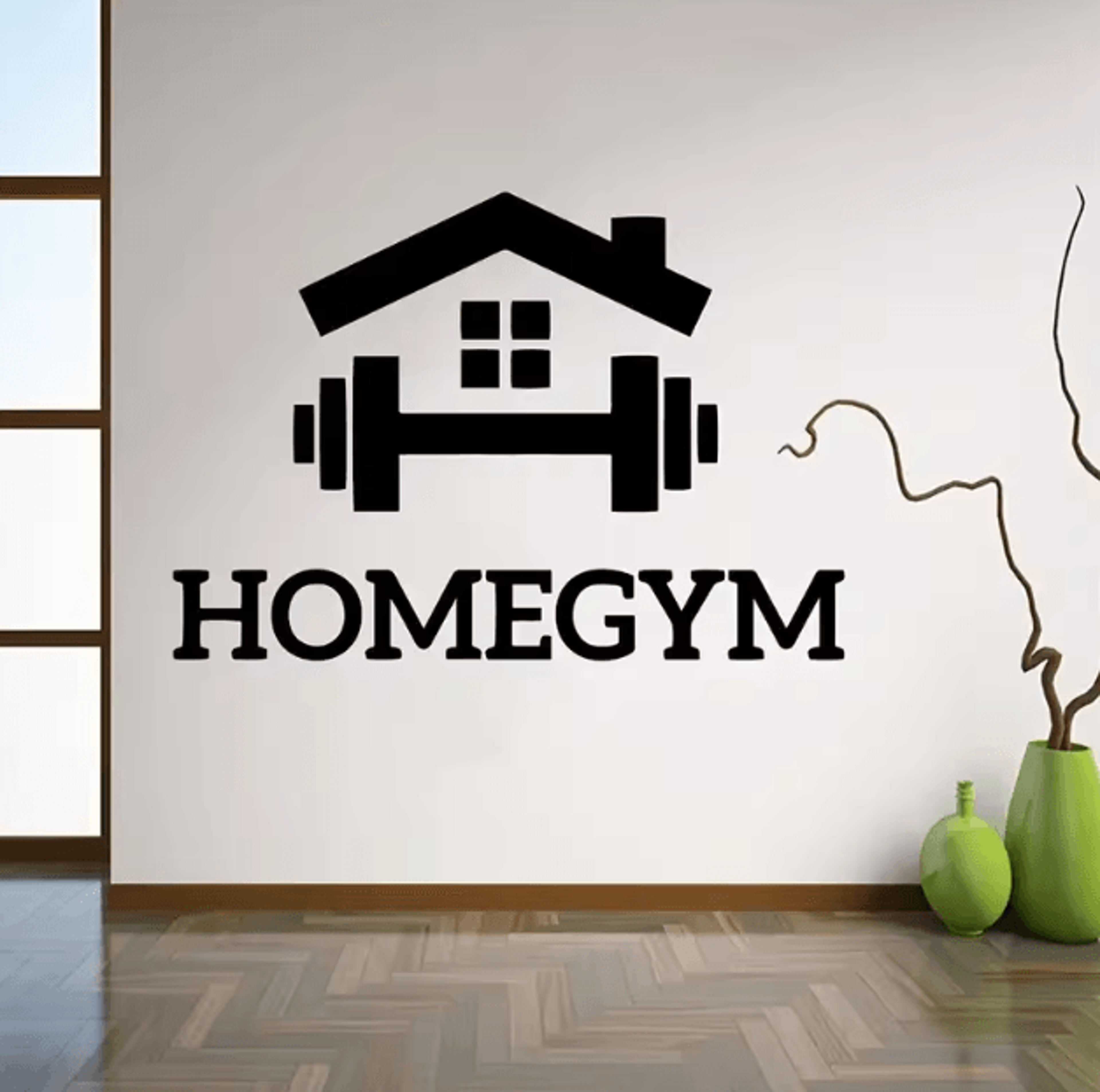 creative barbell gym wall sticker – motivational fitness wall decor for home gym