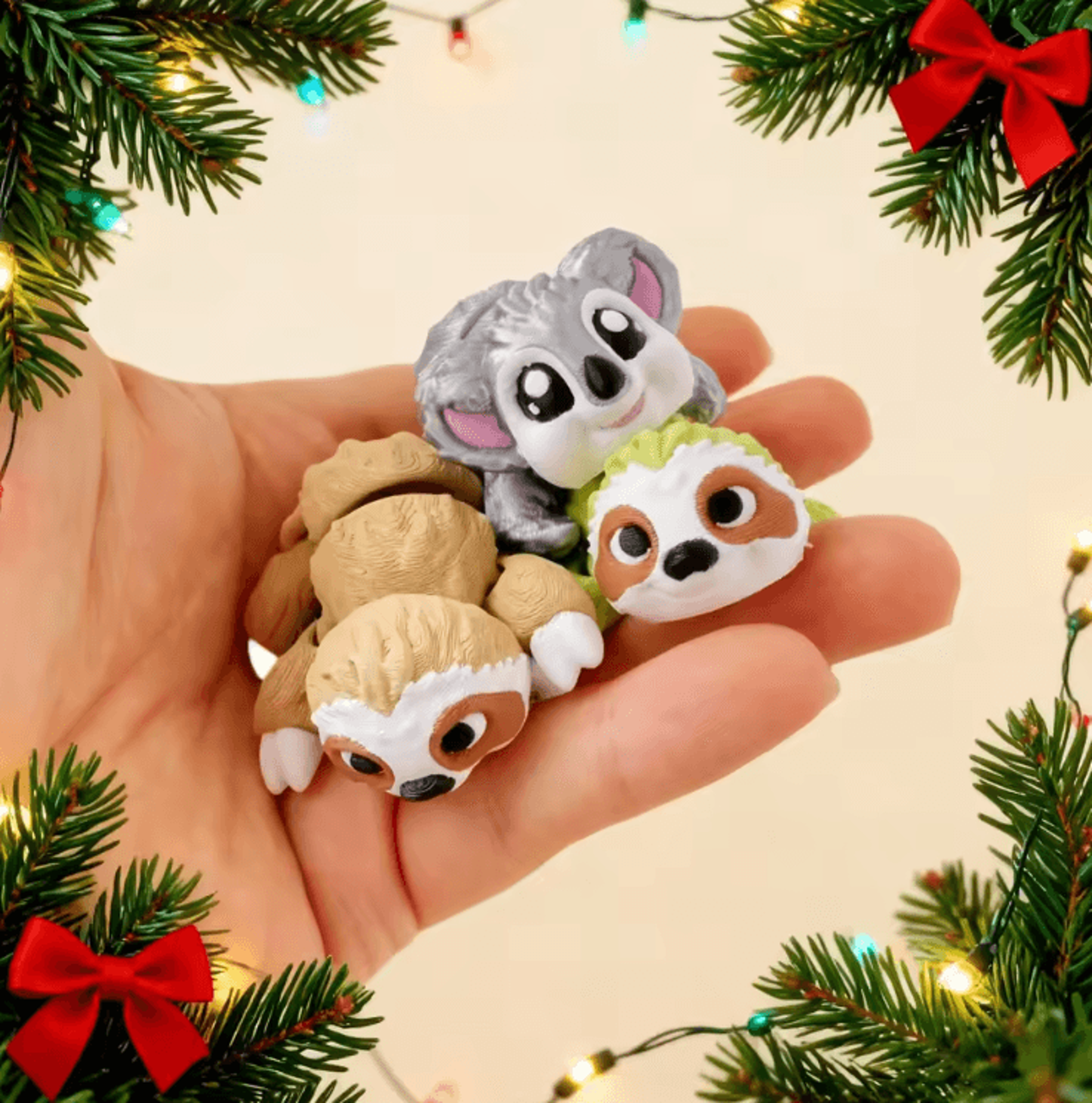 3d printed articulated sloth & koala figurines – cute poseable desk & gift decor