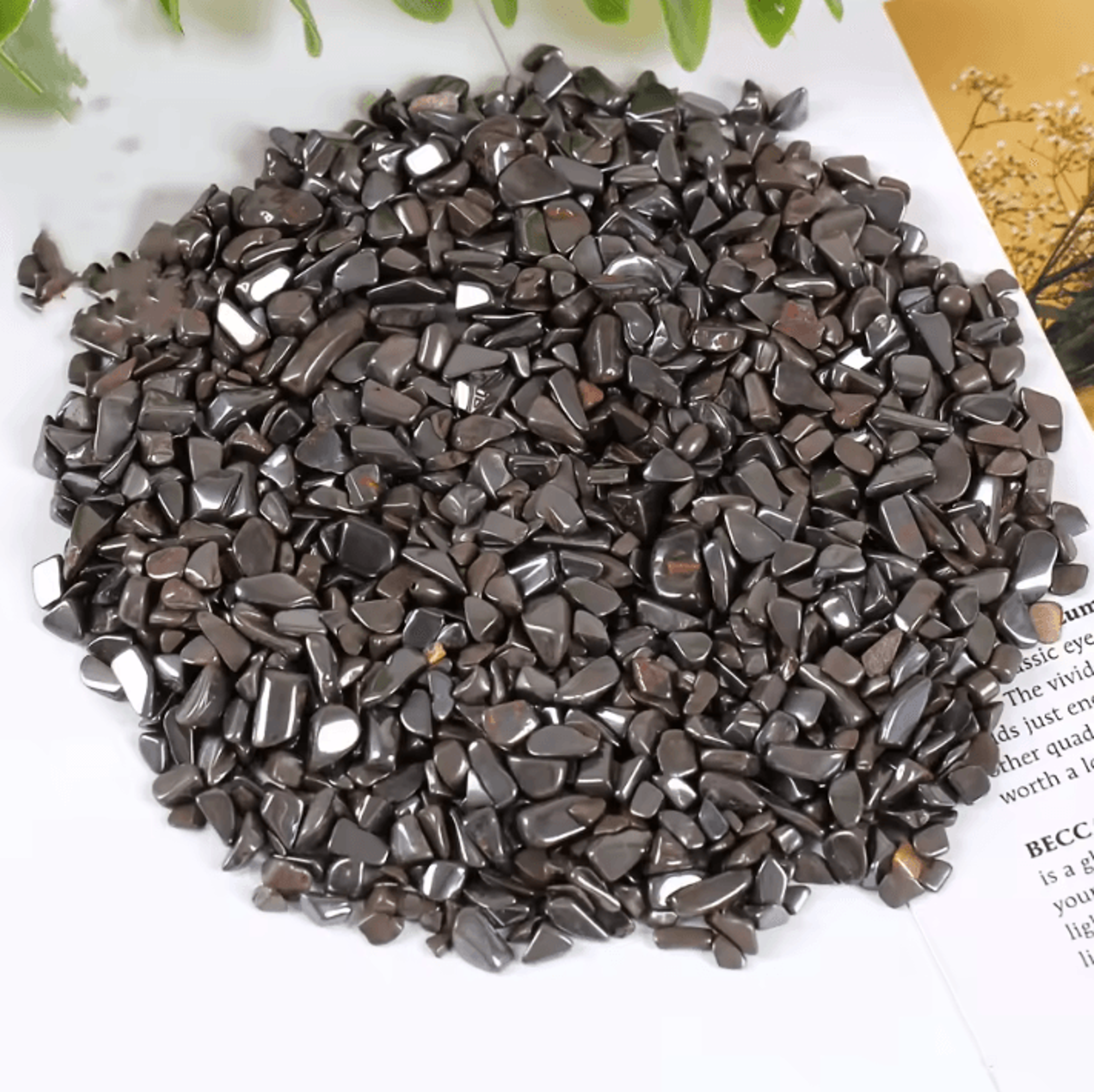 polished hematite crystal chips – natural healing stone for diy & home decor