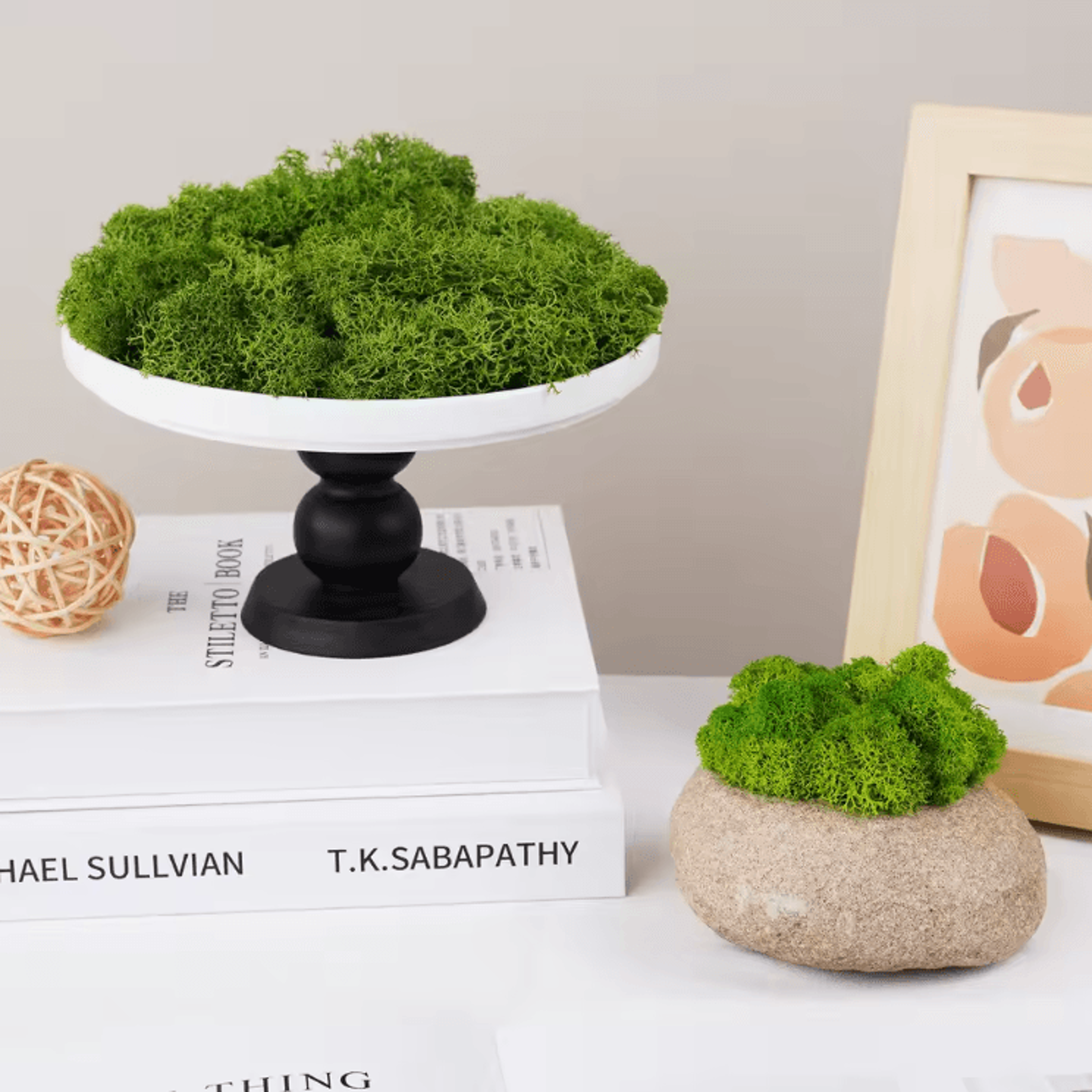 natural green artificial moss – eternal life diy decor for mini gardens & home styling
