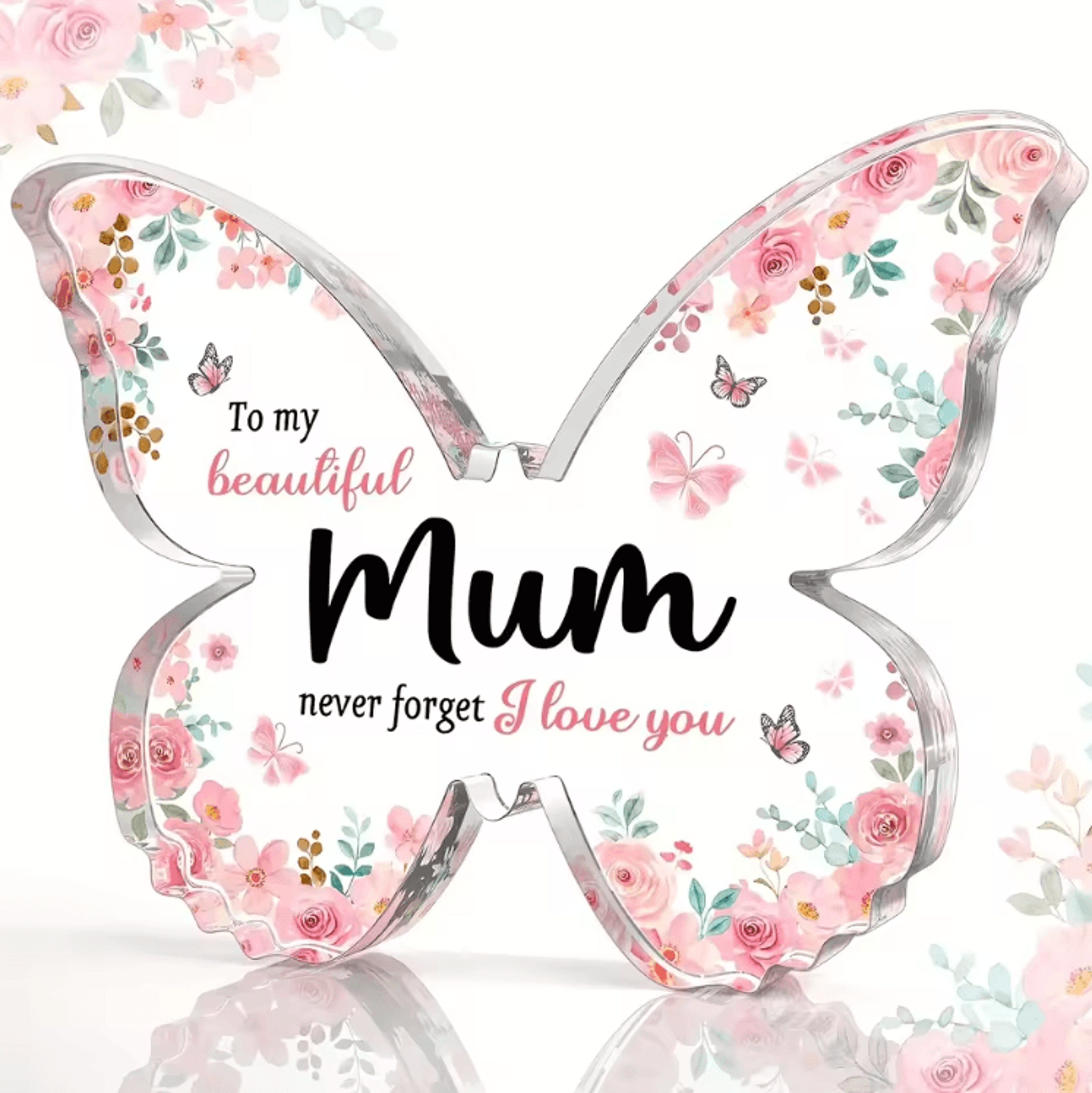 butterfly acrylic plaque gift for mum – elegant keepsake desk decor for mothers day & birthdays