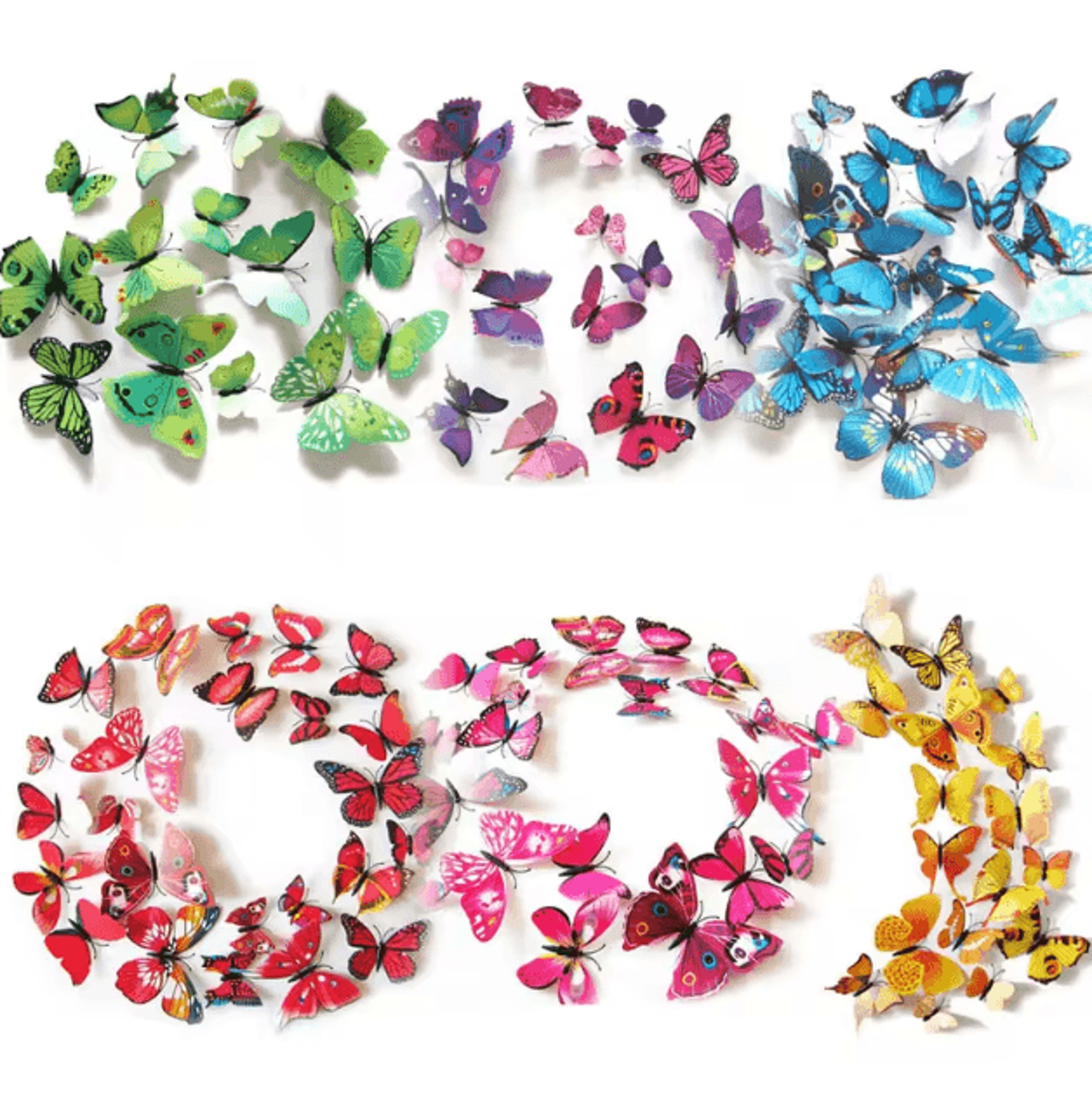 12pcs 3d butterfly magnetic wall stickers – colorful diy fridge & room decor