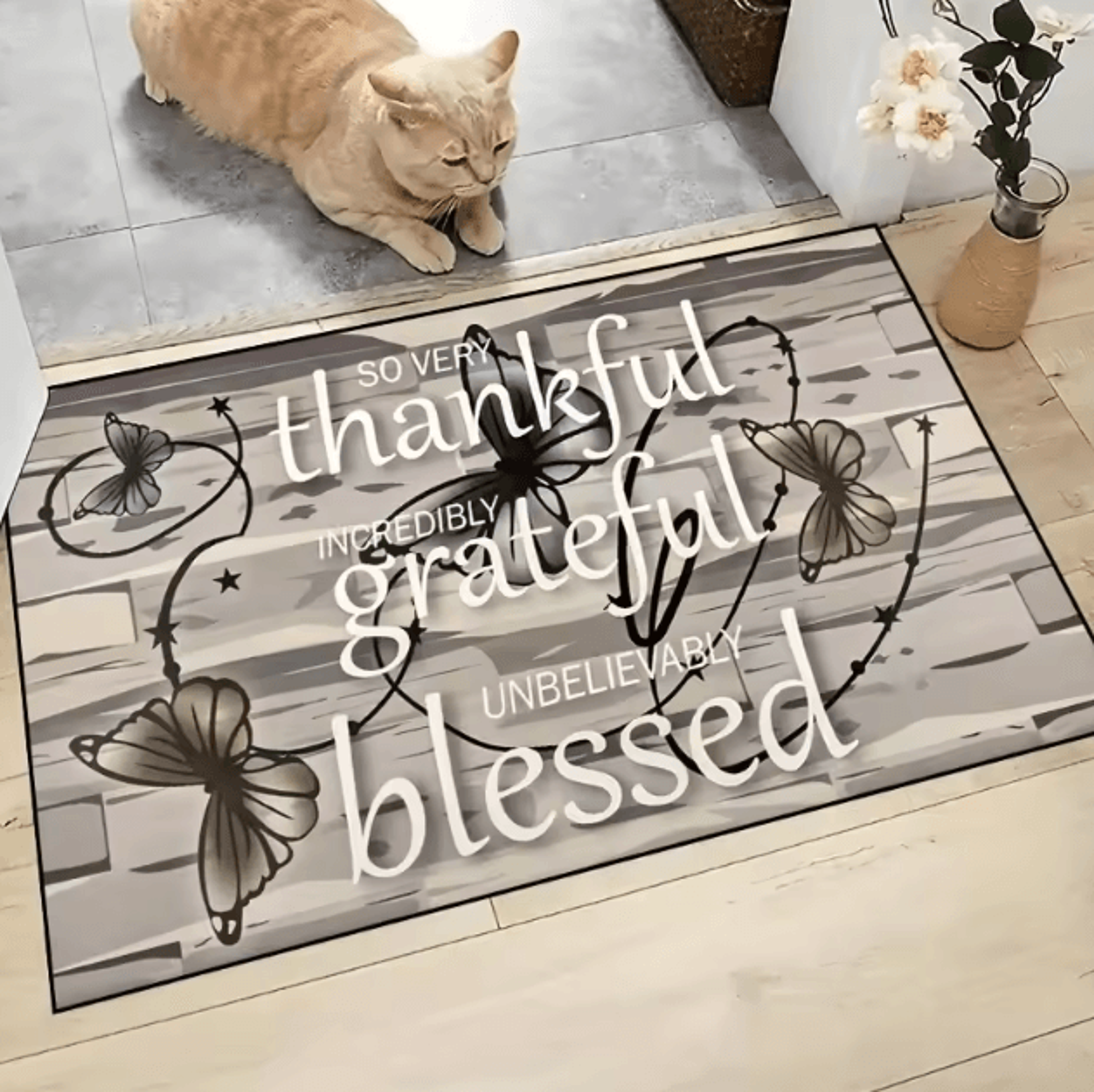 rustic wooden box trap doormat – washable absorbent entryway rug for home decor