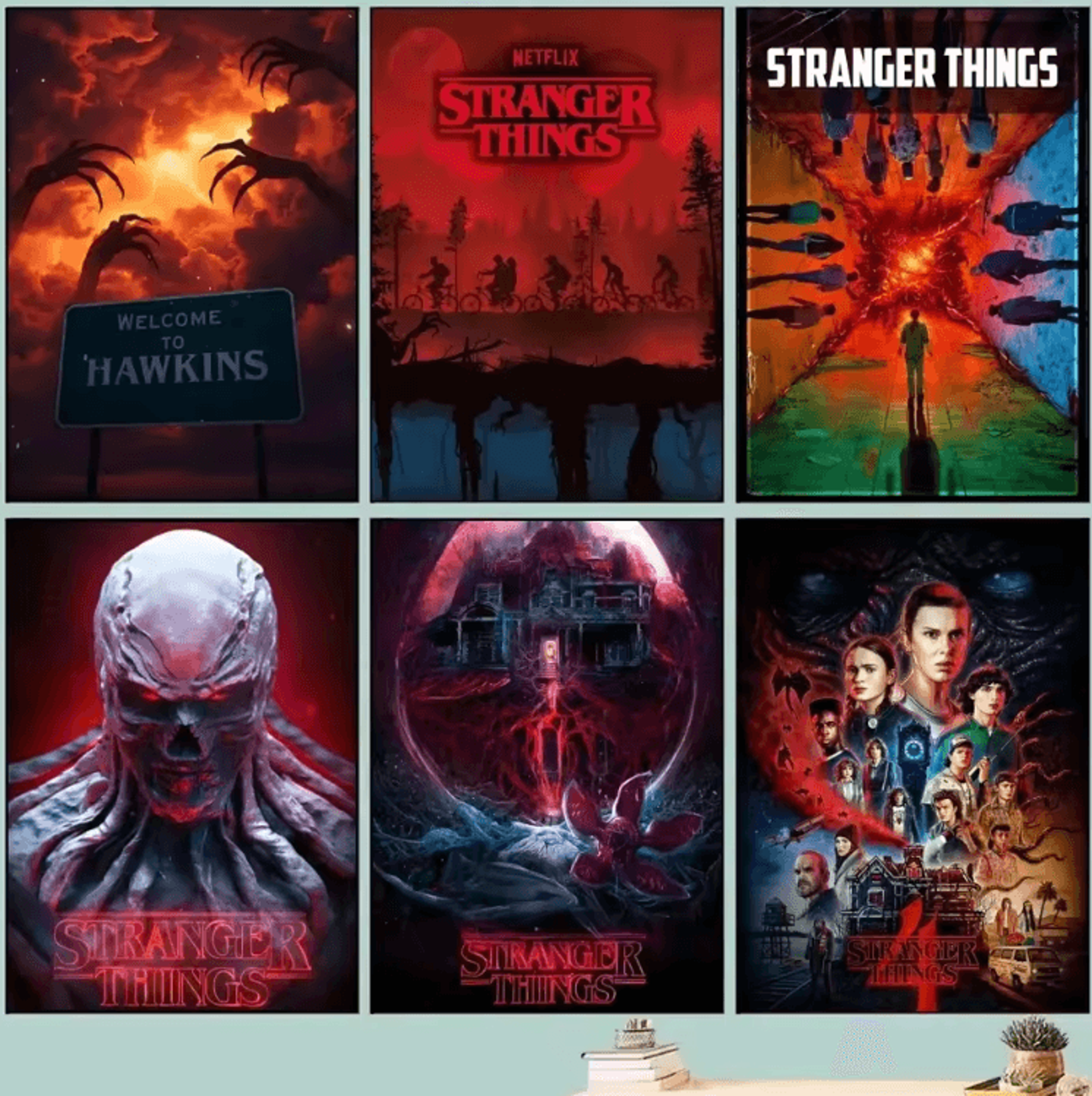 stranger things canvas poster – retro tv show wall art for bedroom & cafe decor