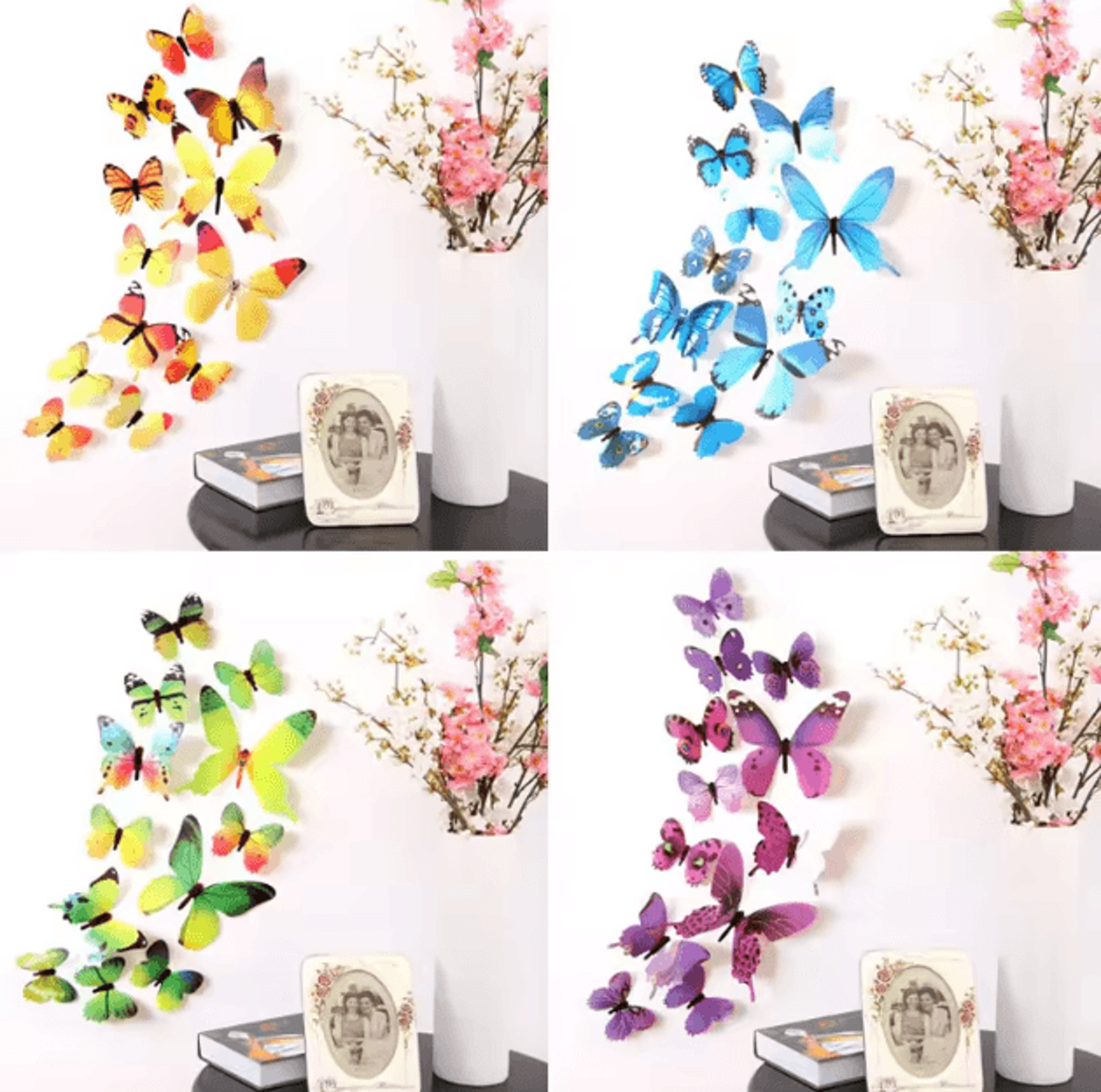 3d butterfly wall stickers set – elegant pvc butterfly wall decals for stylish home decor