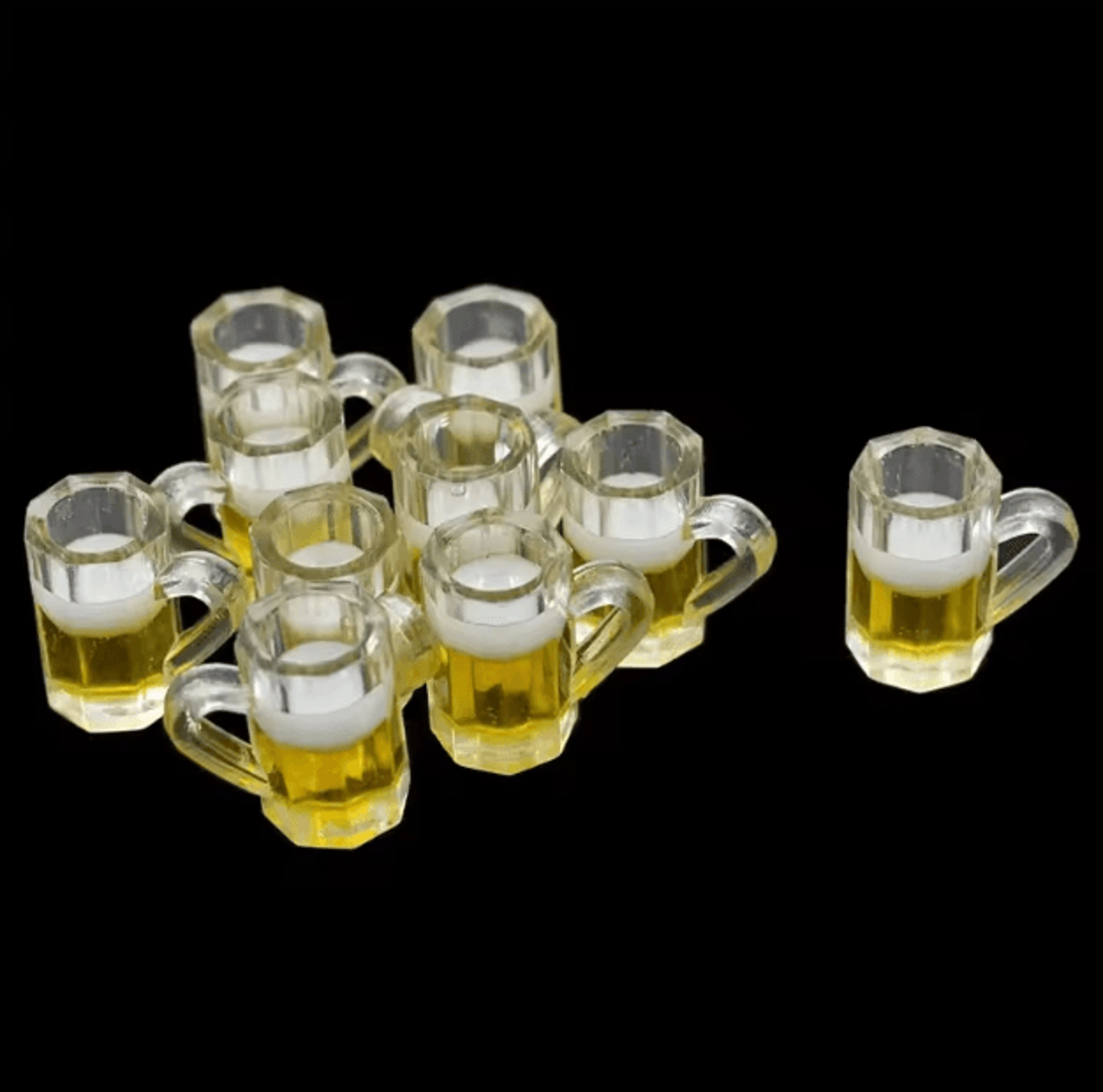 miniature beer glass set (10pcs) – realistic dollhouse bar cups resin decor