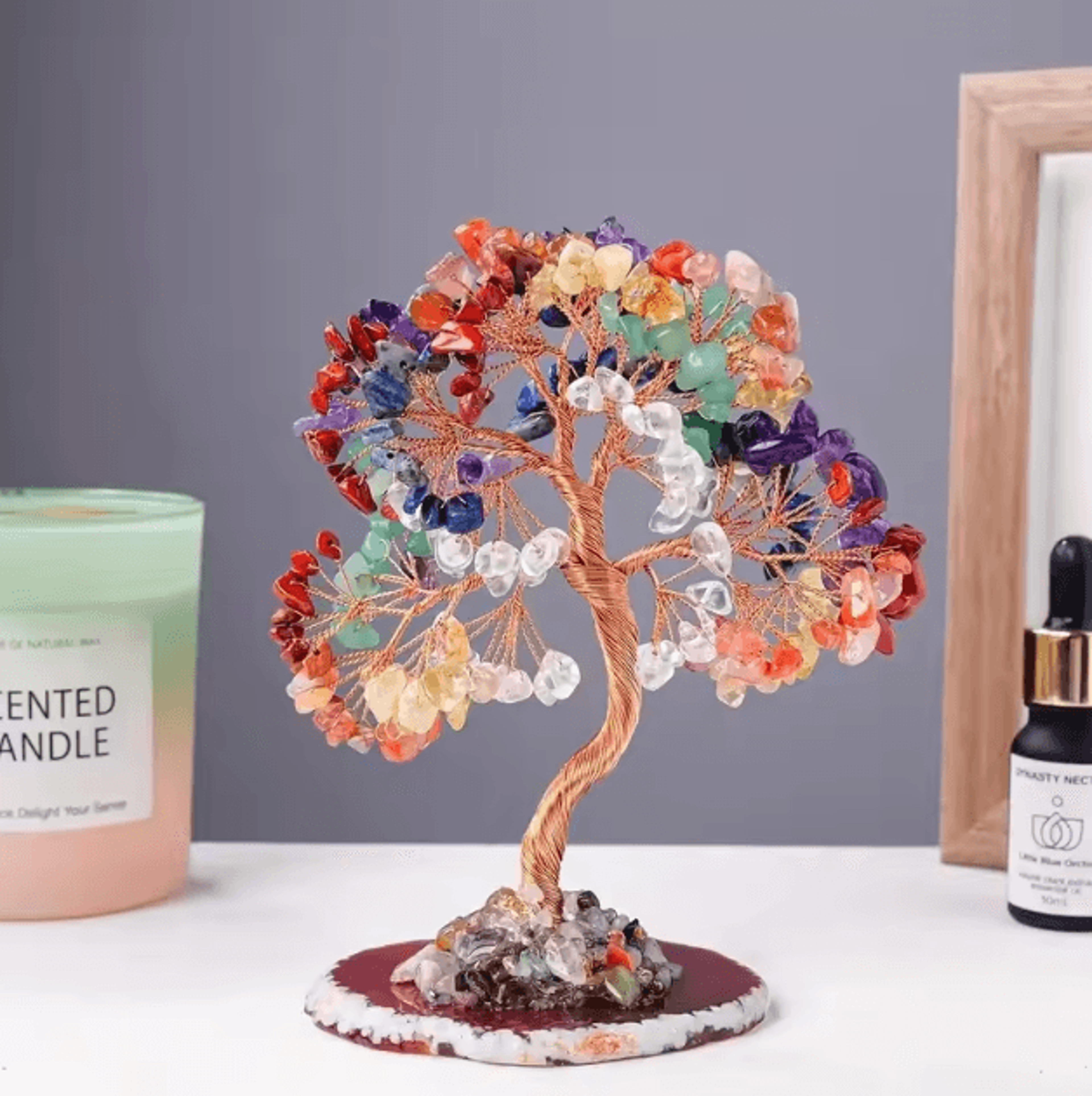 seven chakra crystal tree of life – feng shui positive energy desk & home decor