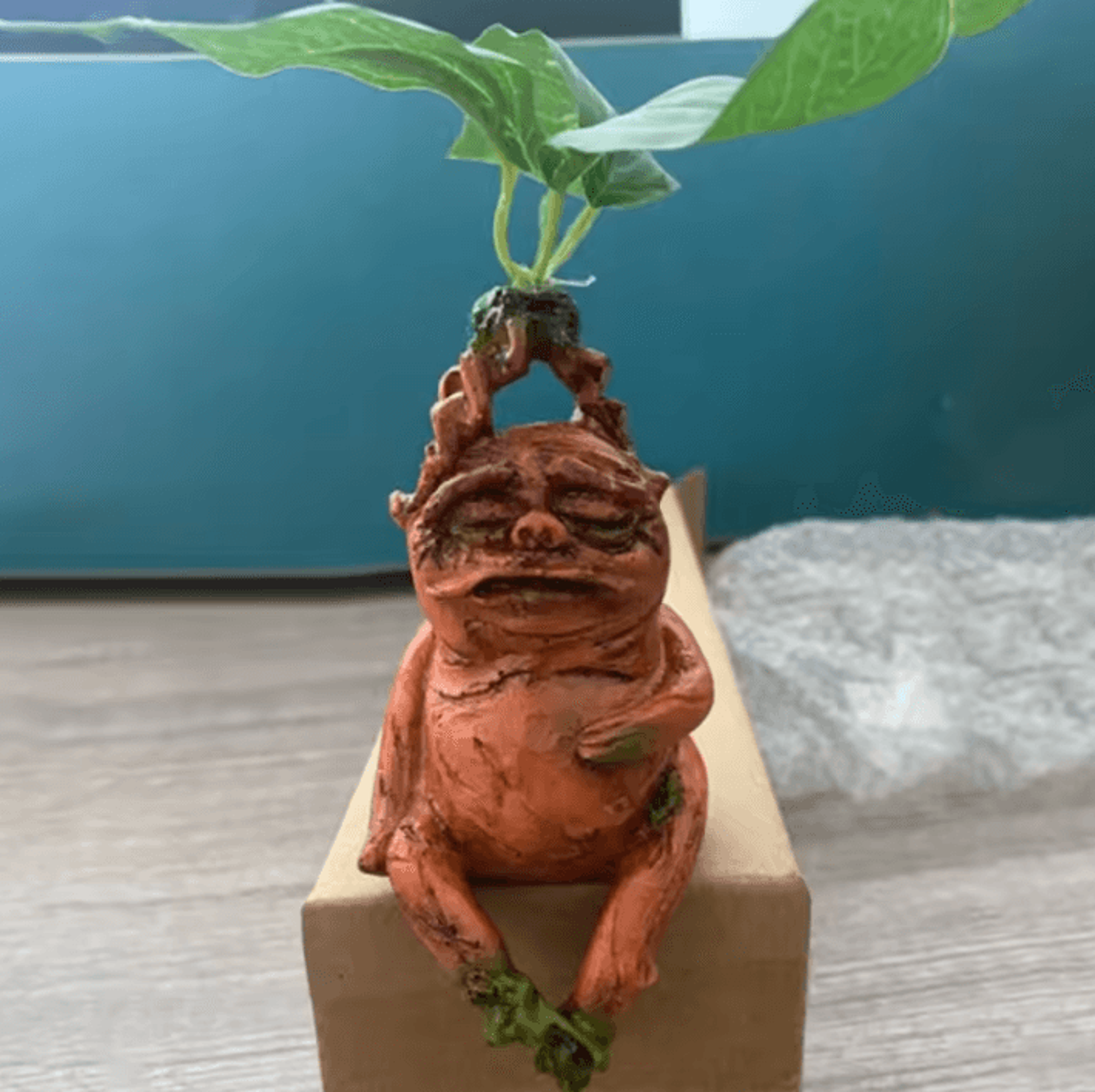 mandrake grass resin statue – whimsical mythical plant garden & home decor