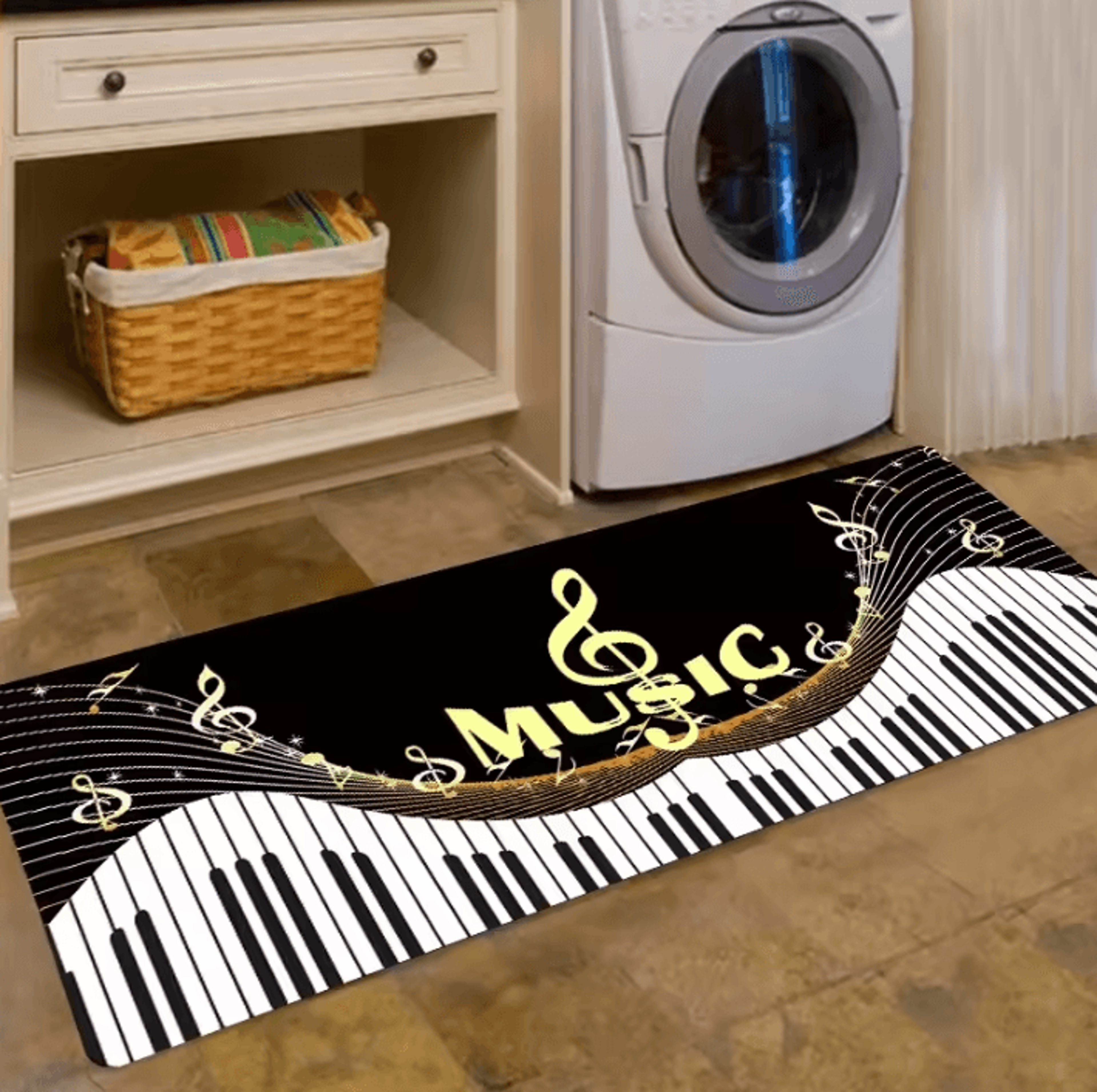 music-themed kitchen floor mat – non-slip decorative doormat for home & entrance