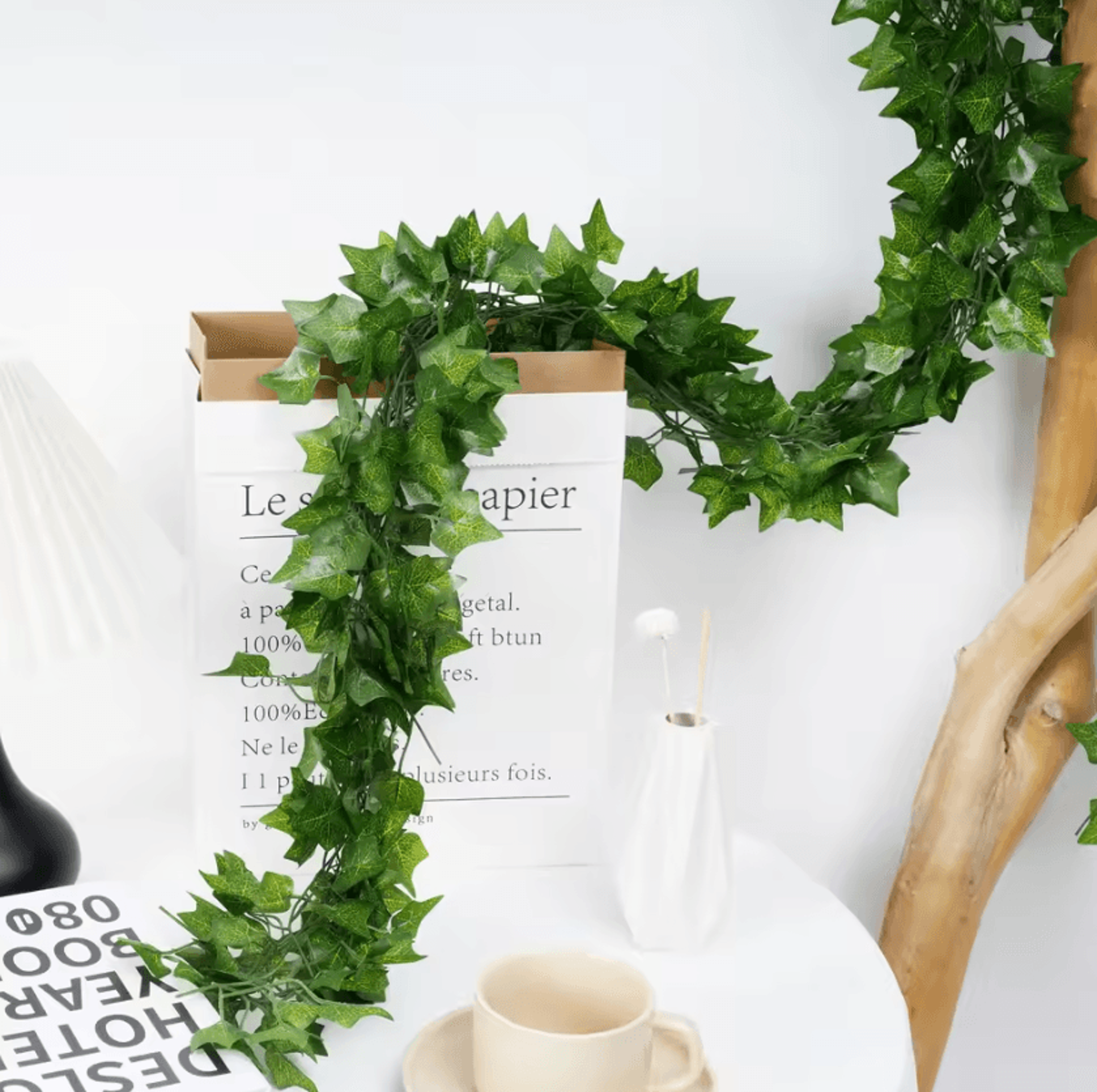 artificial ivy leaf hanging vine garland – 2.1m silk greenery wall & wedding decor