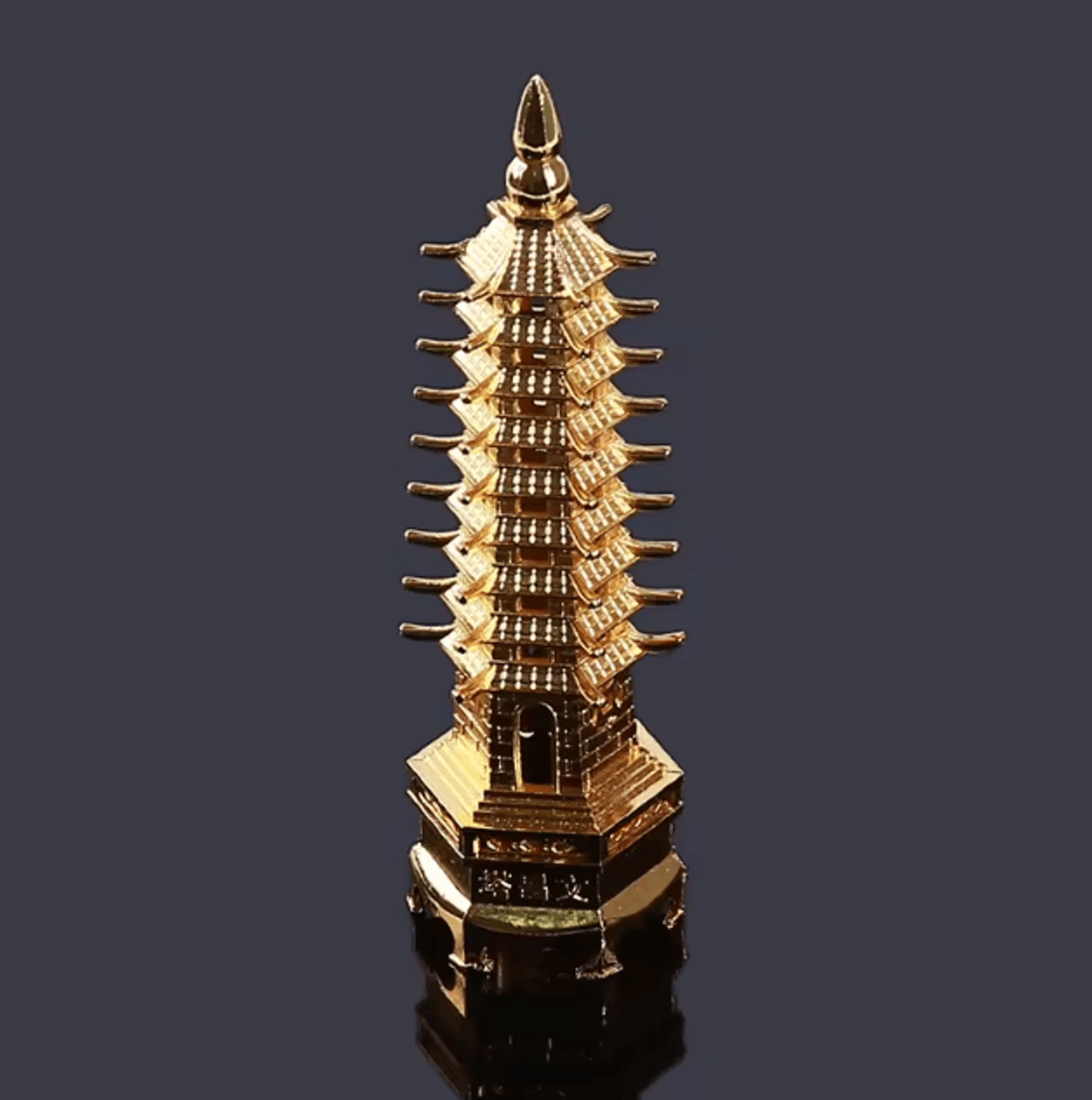 feng shui wenchang pagoda tower – zinc alloy wisdom & success desk decor