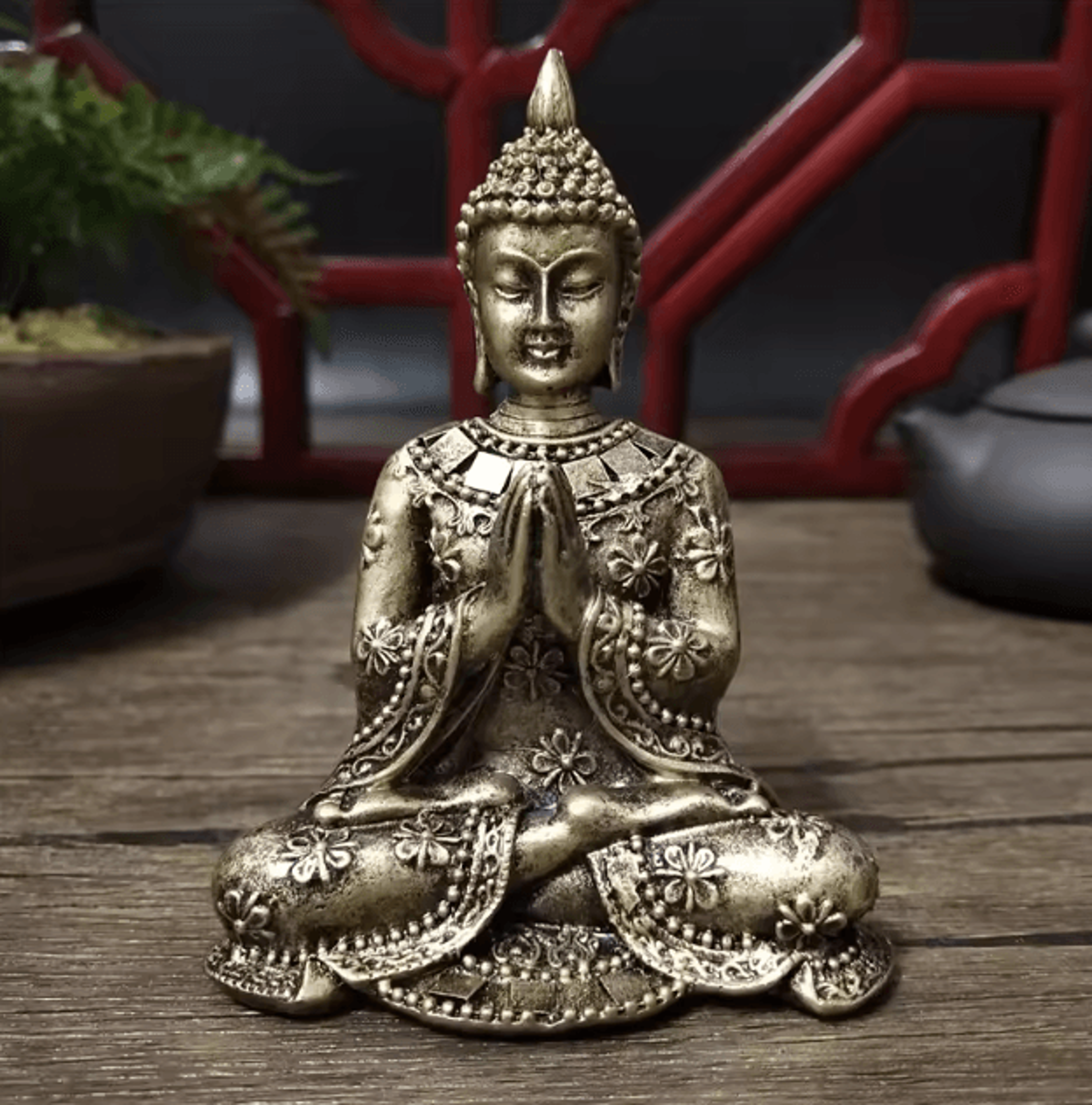 thai meditation buddha statue – bronze resin feng shui buddha figurine for home decor
