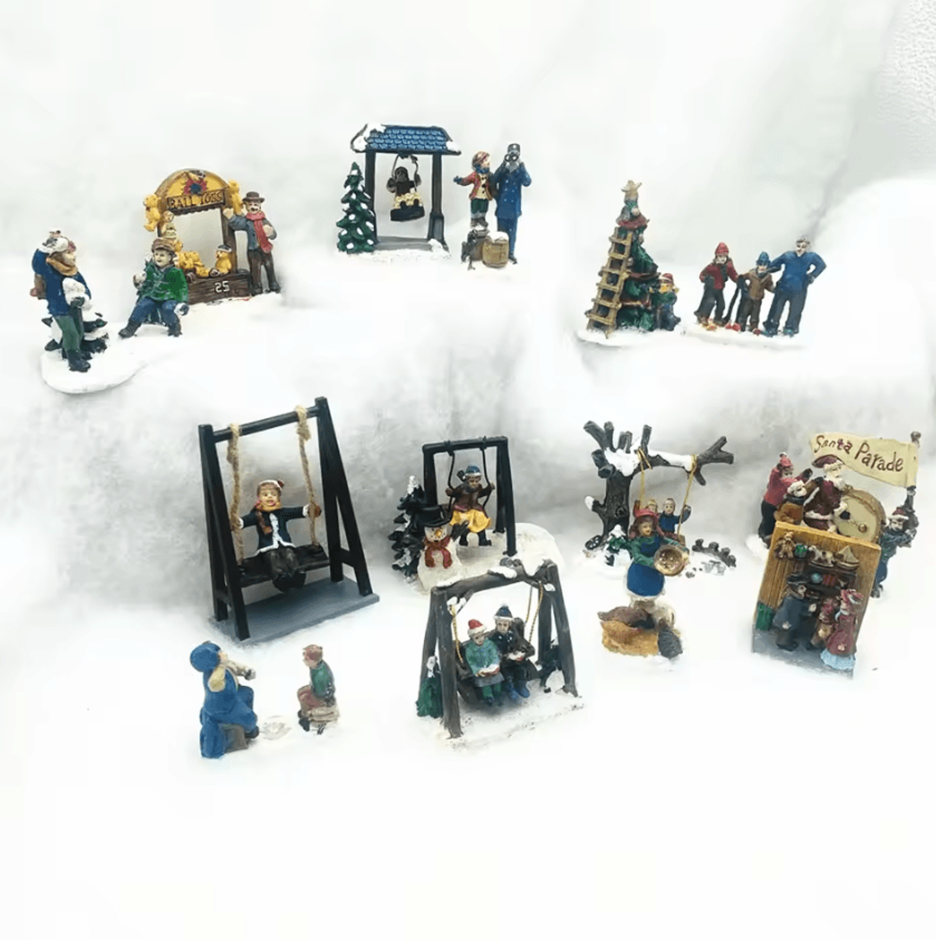 holiday miniature sand table figurines – festive diy scene decor for desk & displays