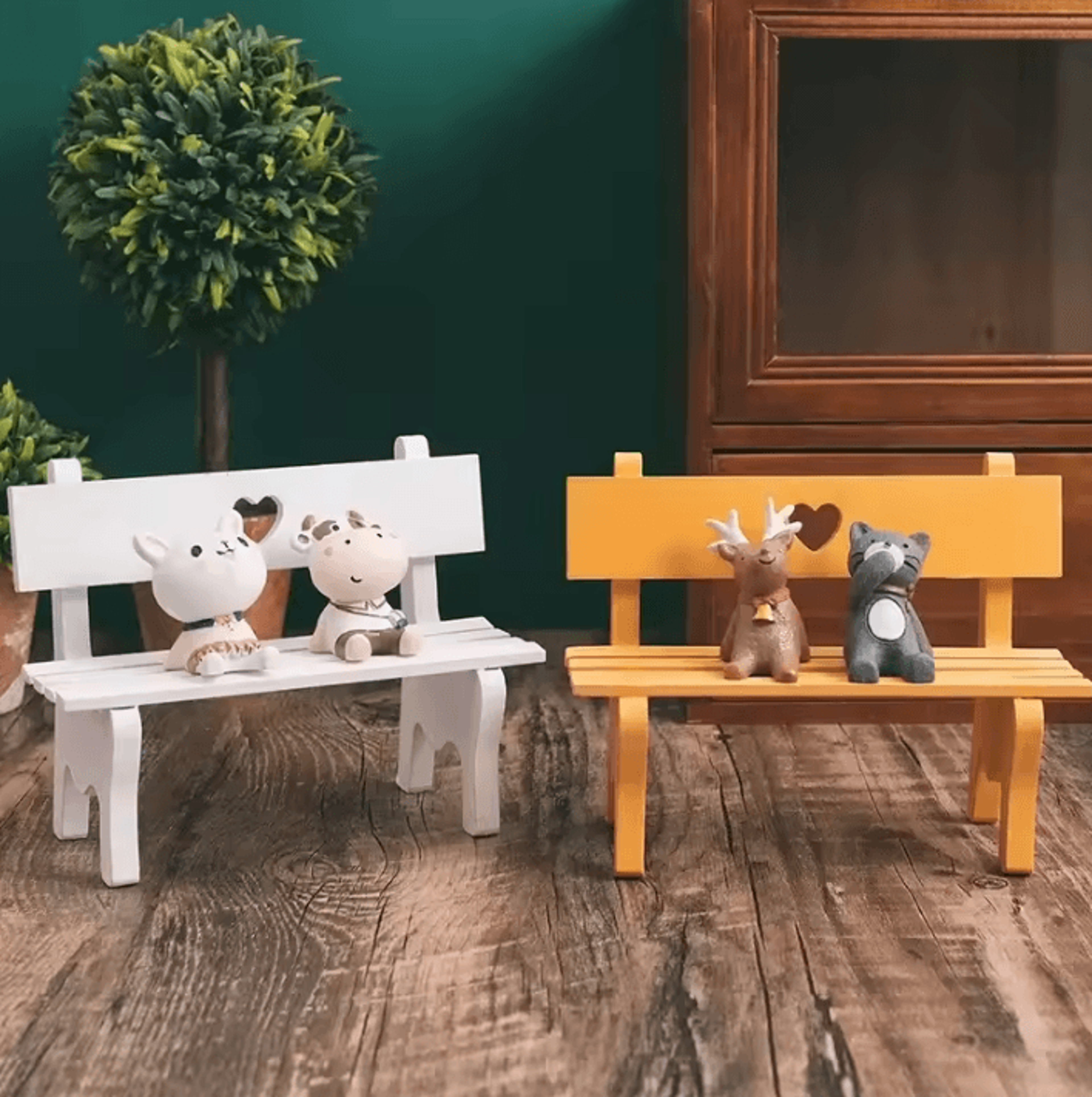 mini wooden fairy garden bench – 112 dollhouse micro landscape decor