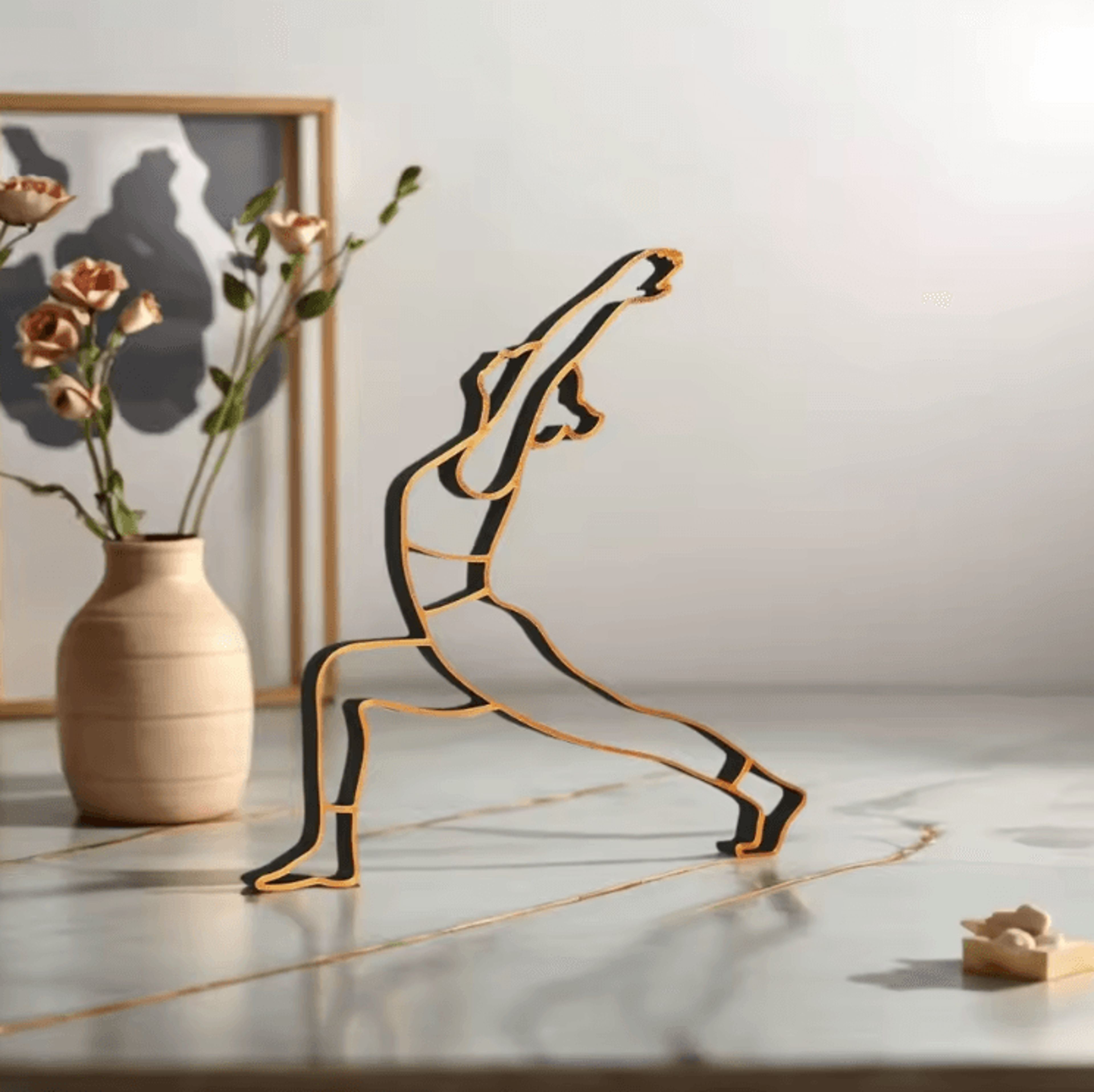 minimalist yoga sculpture figurine – modern zen resin decor for home