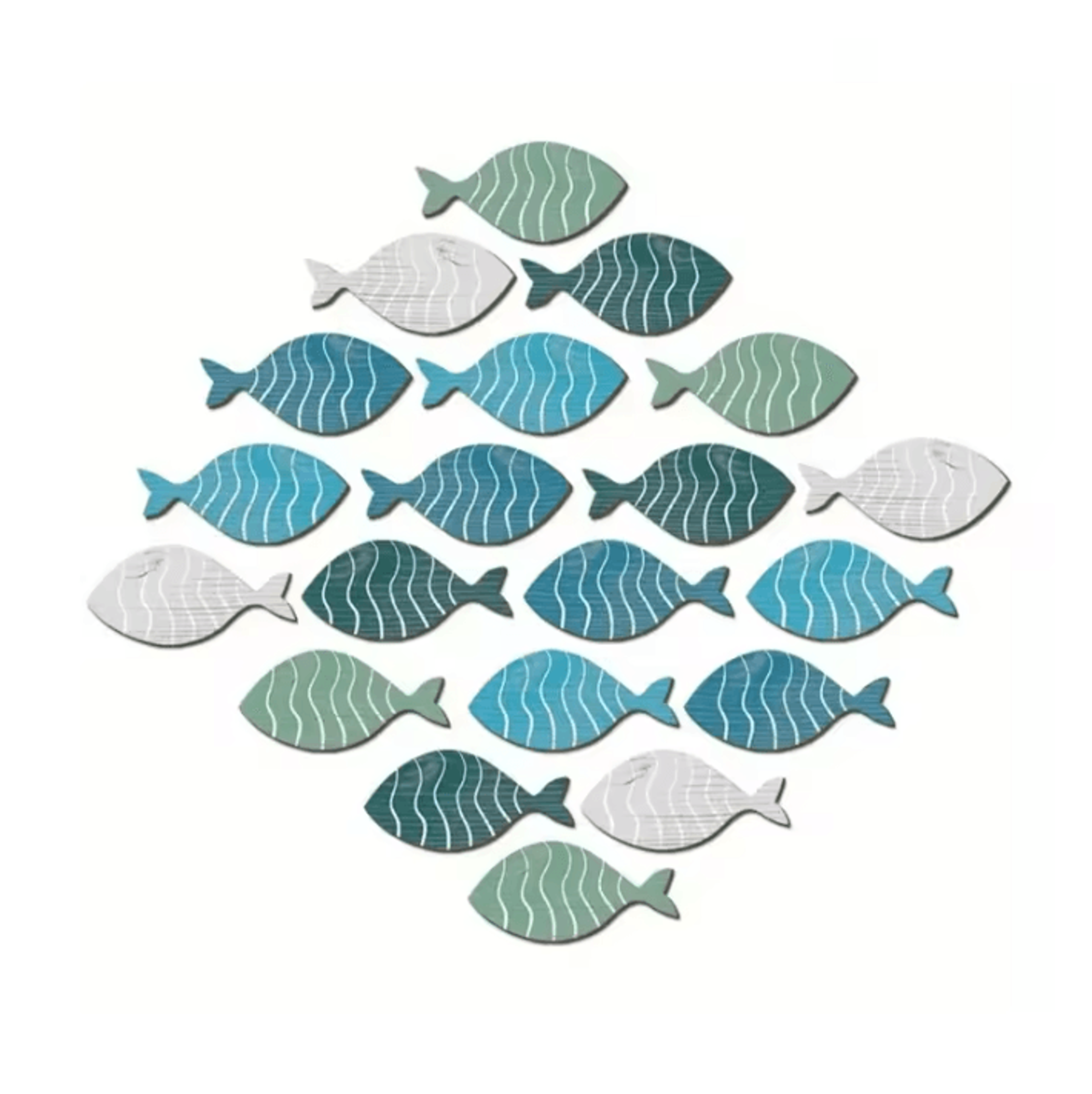 coastal wooden fish wall decor set – 20pcs nautical beach hanging ornaments