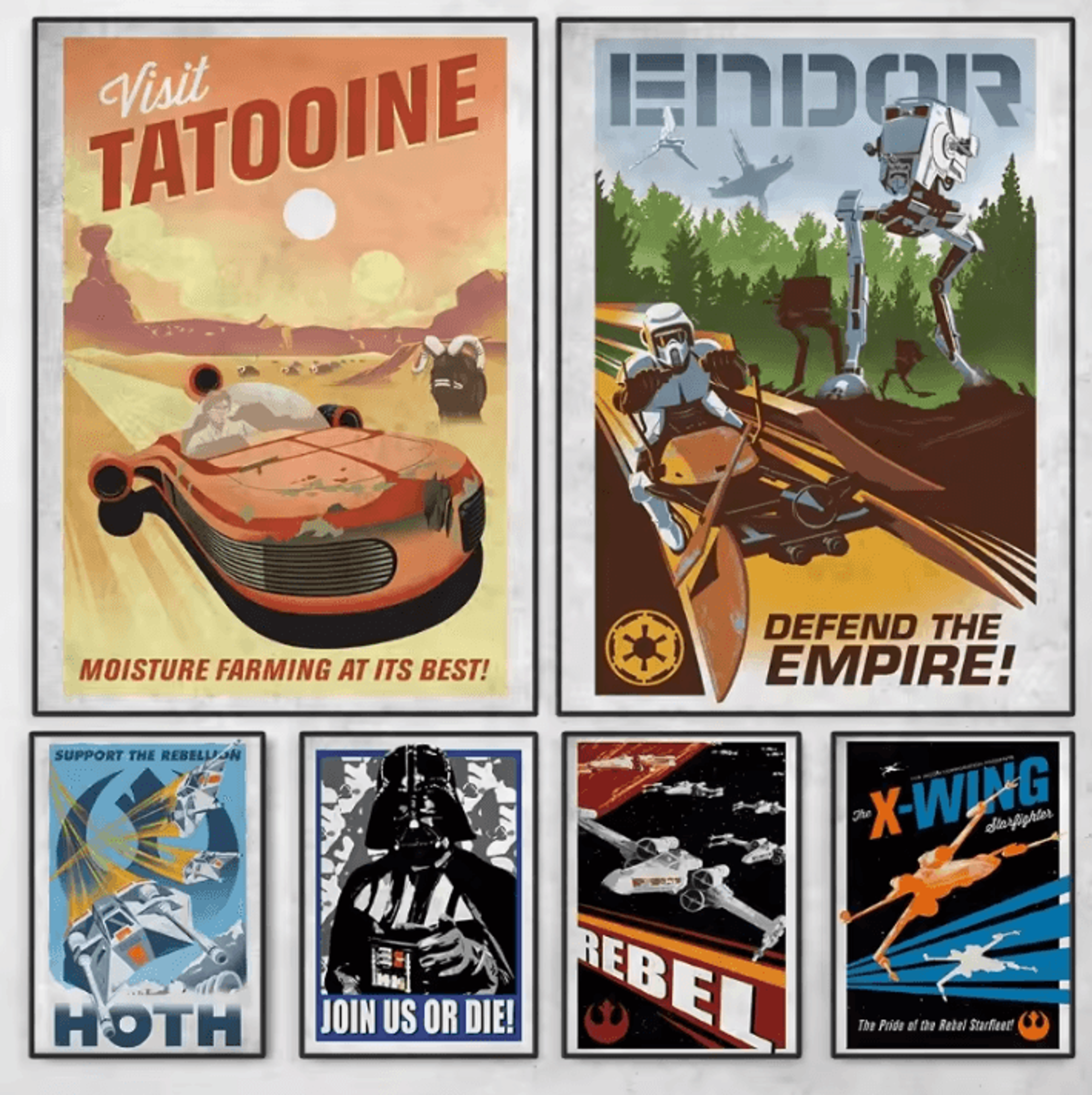 galactic propaganda tatooine canvas poster – retro space movie wall art