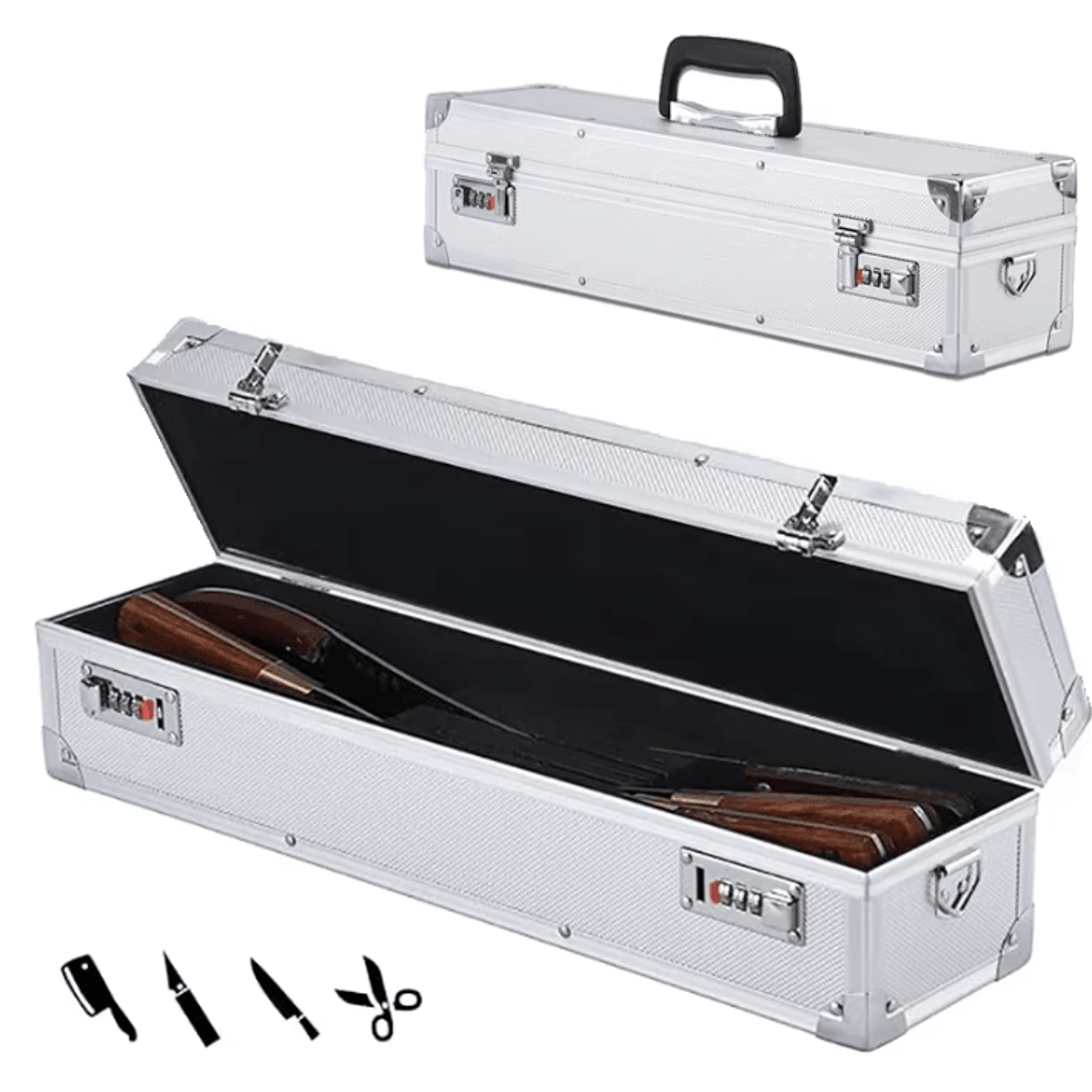 aluminum chef knife storage case – lockable multi-function knife organizer