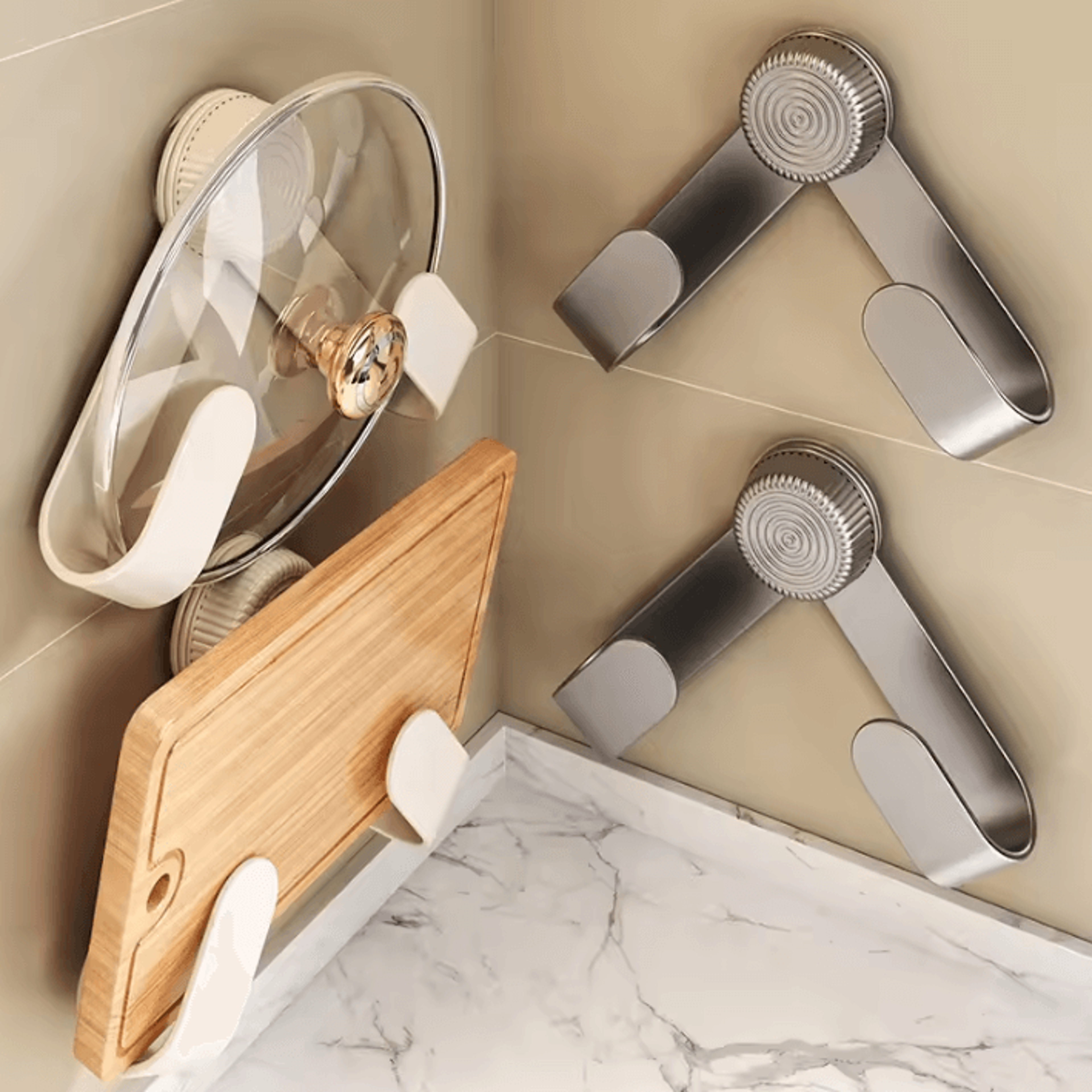 wall-mounted pot lid & cutting board rack – no-punch kitchen organizer