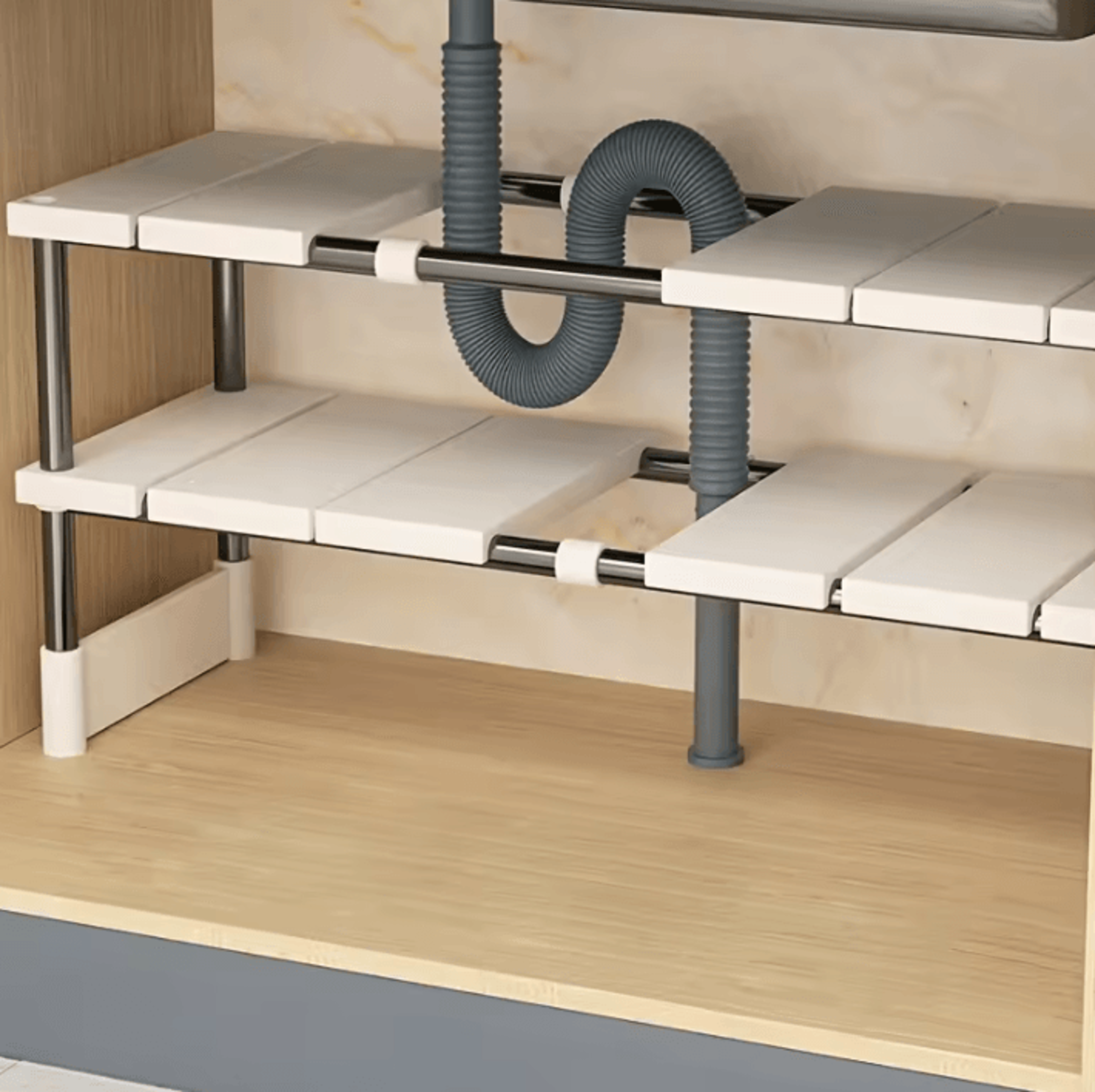 adjustable multi-layer under sink storage rack – expandable cabinet organizer