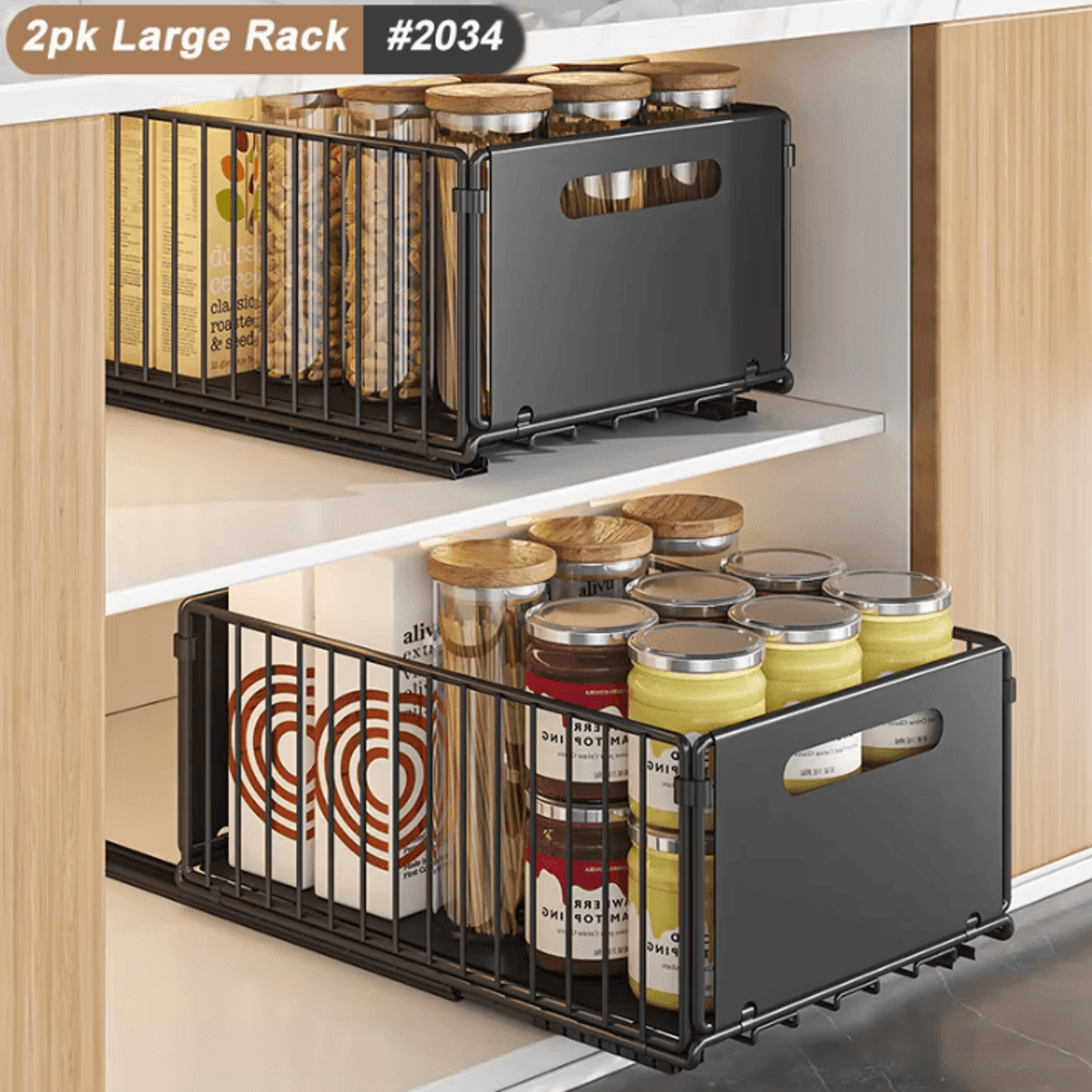 pull-out cabinet spice organizer – sliding kitchen storage rack for bottles & seasonings