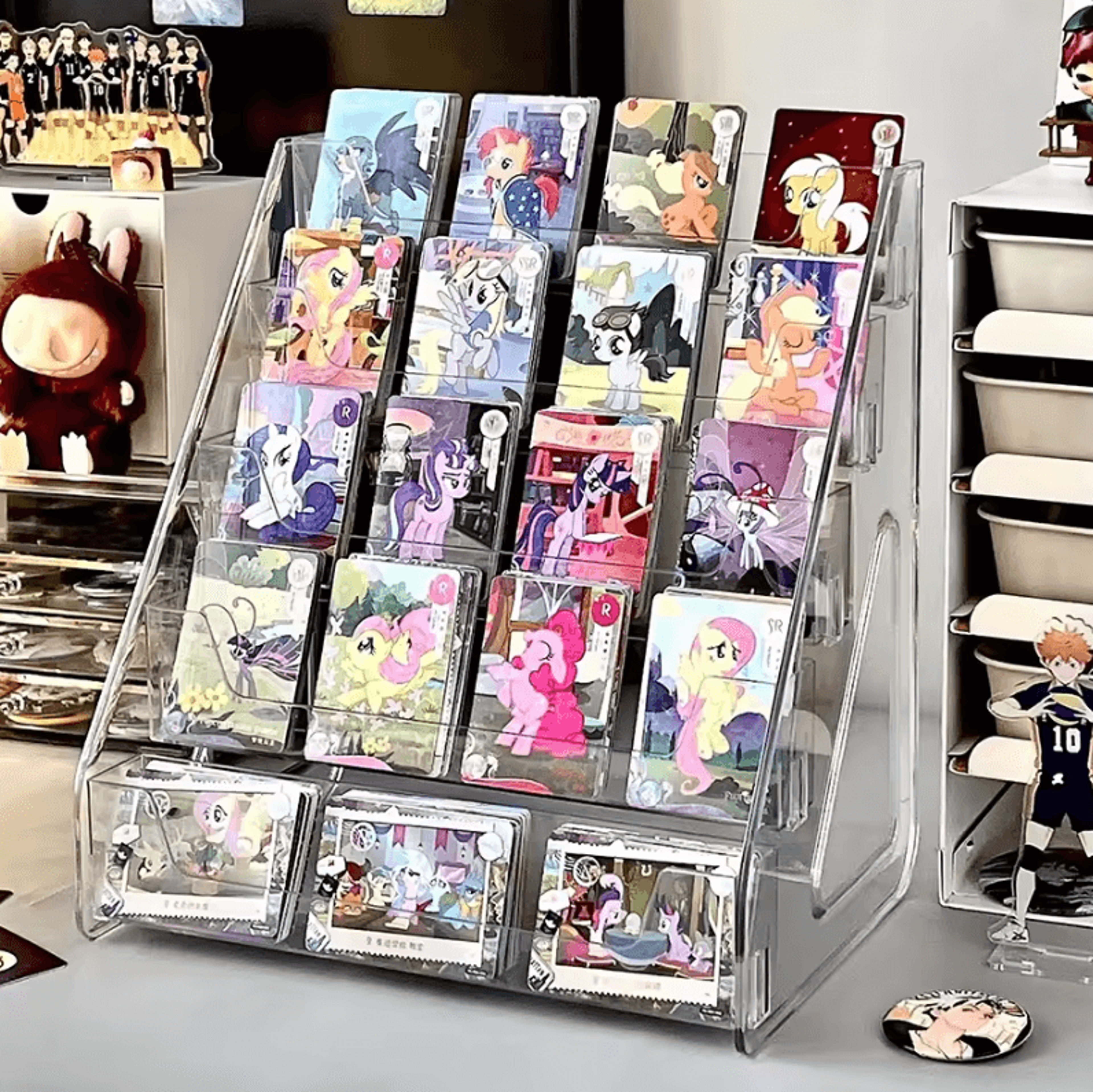 transparent card display rack – 7-layer acrylic storage organizer for greeting cards & crafts