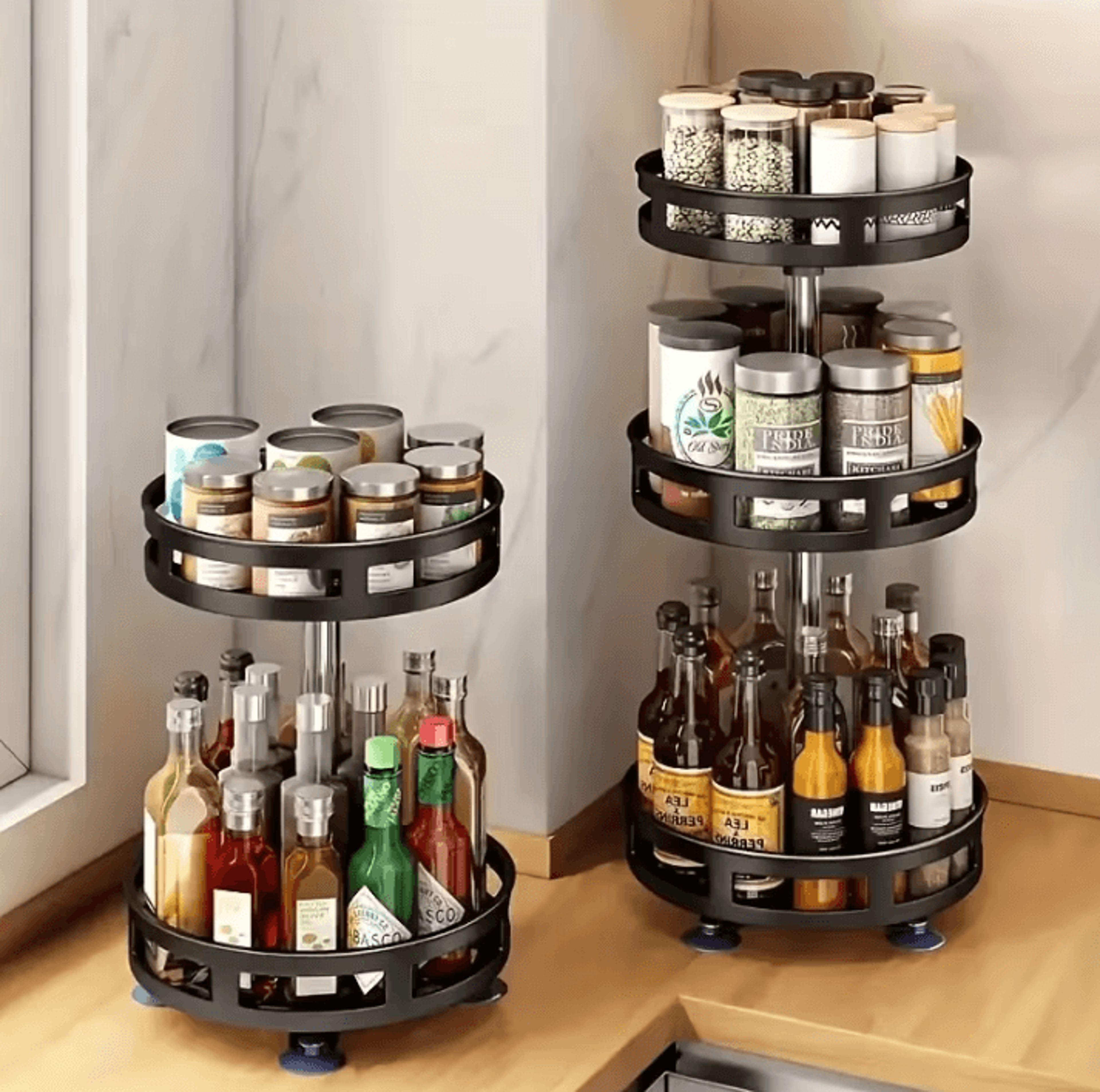 360° rotating storage organizer box – multi-purpose non-slip kitchen & vanity turntable