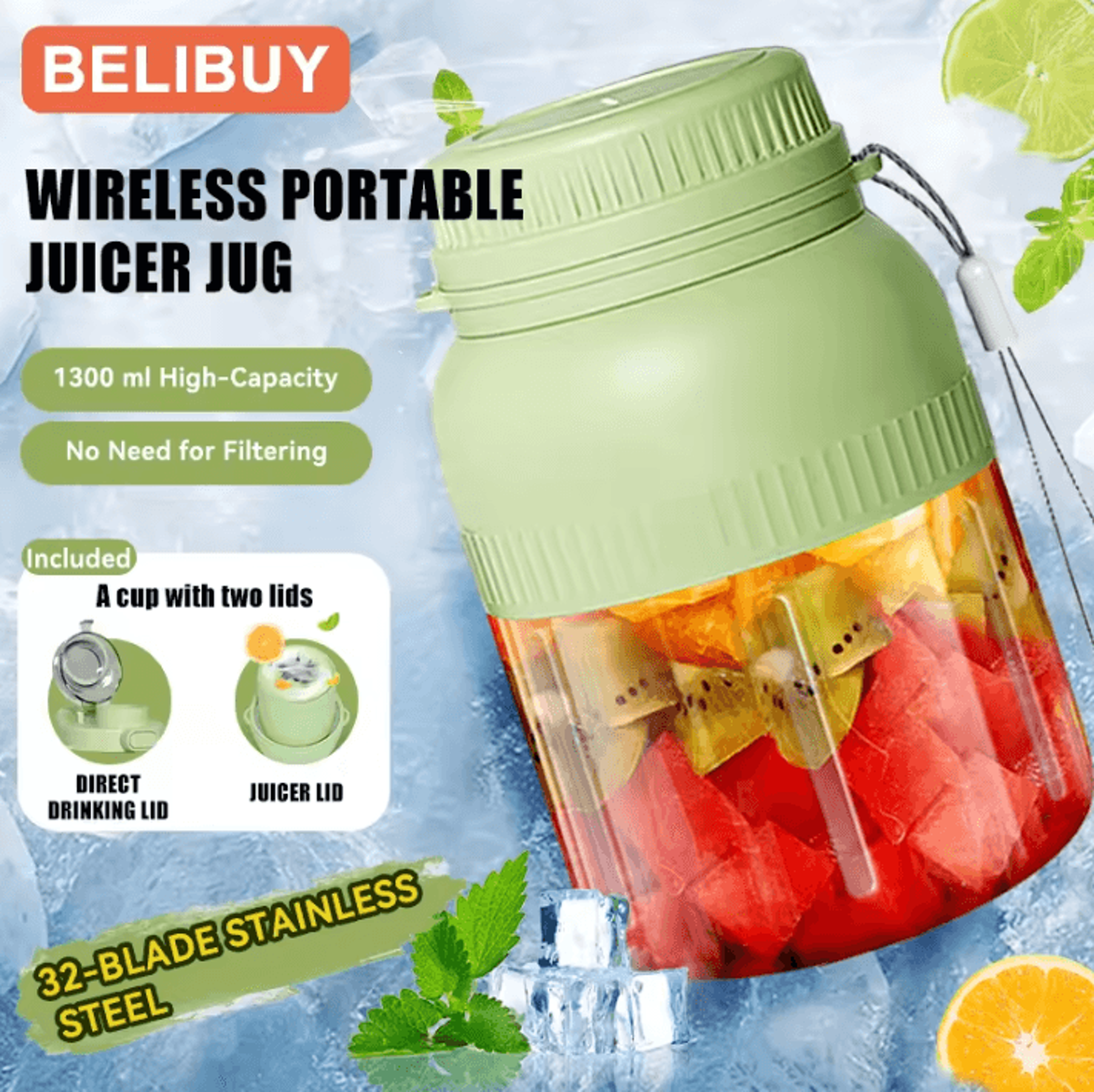 portable 6-blade usb rechargeable juicer blender – 500ml mini smoothie maker for fresh drinks anywhere