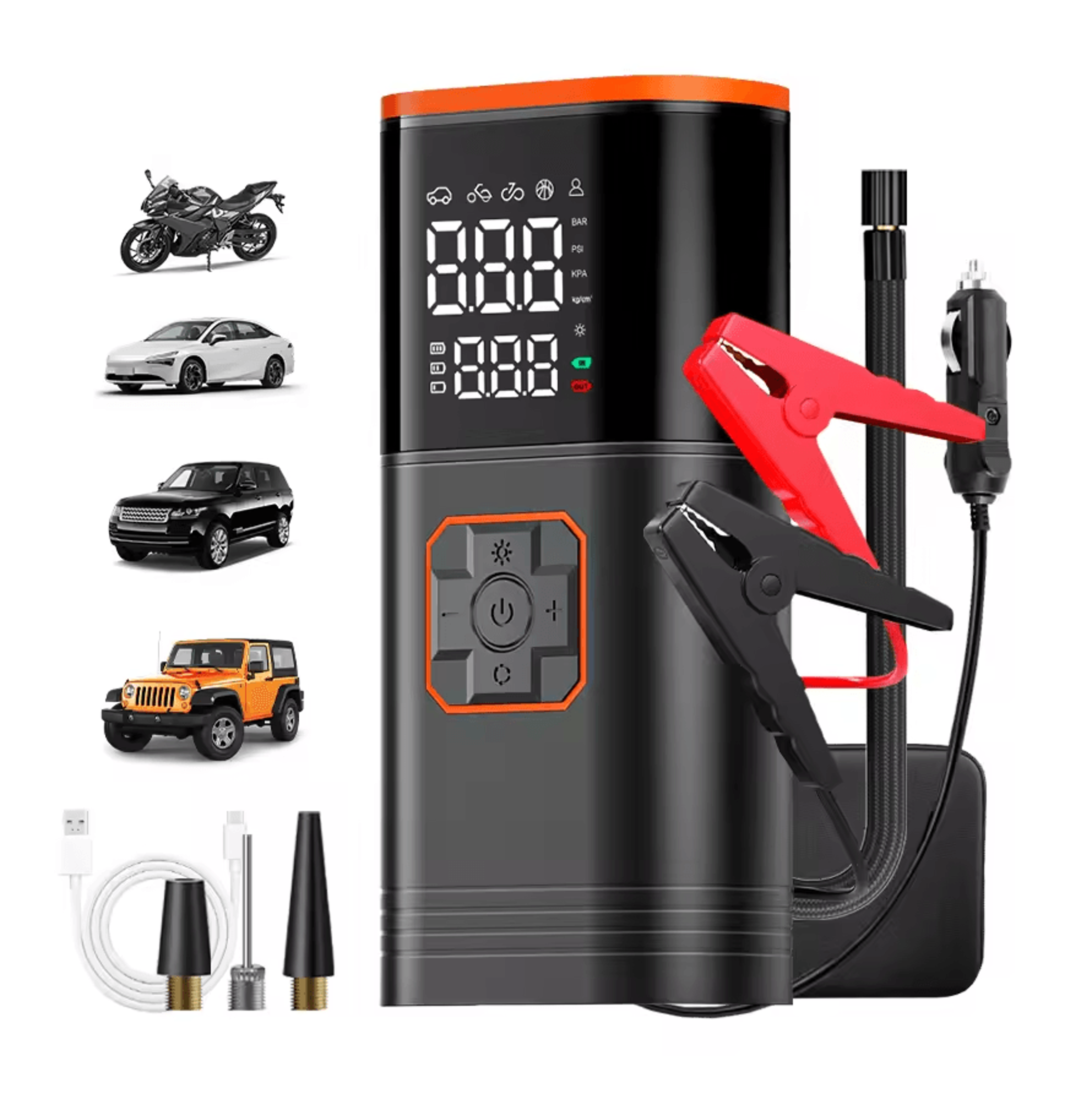 portable 150psi cordless tire inflator – compact air compressor for car, bike & motorcycle