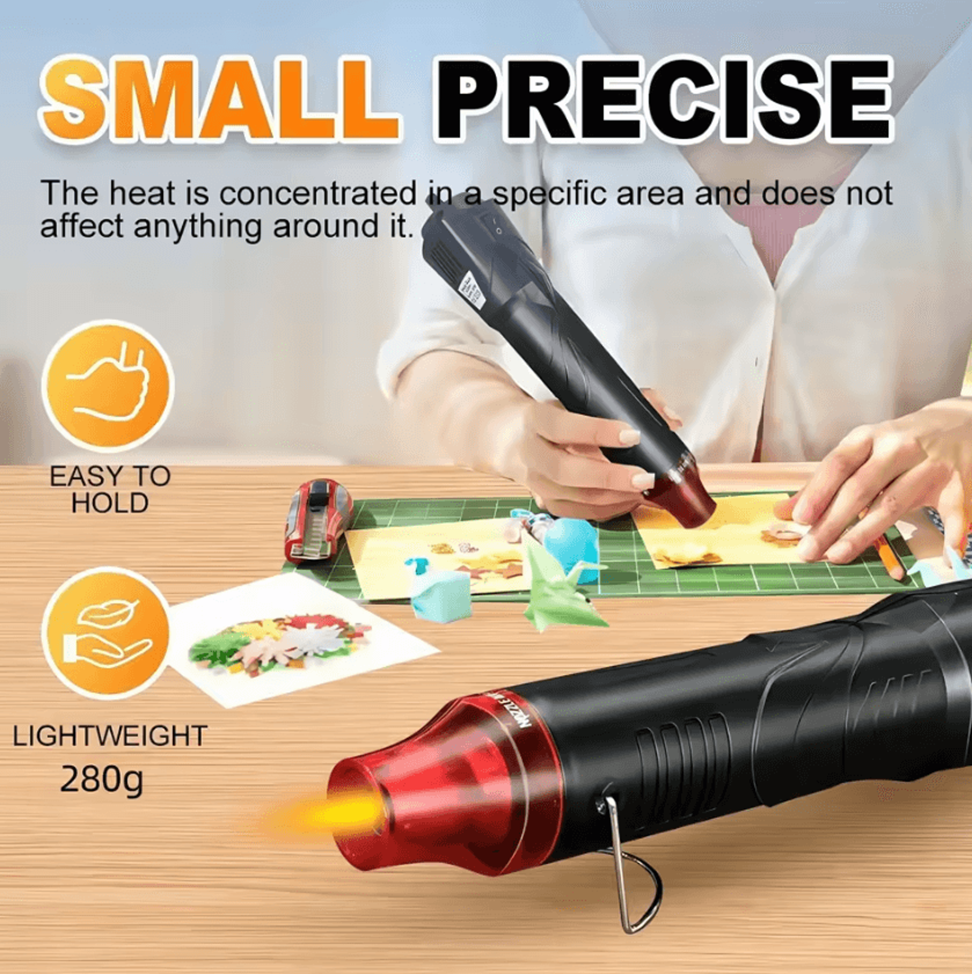portable 300w mini heat gun – handheld hot air tool for diy crafts & repairs
