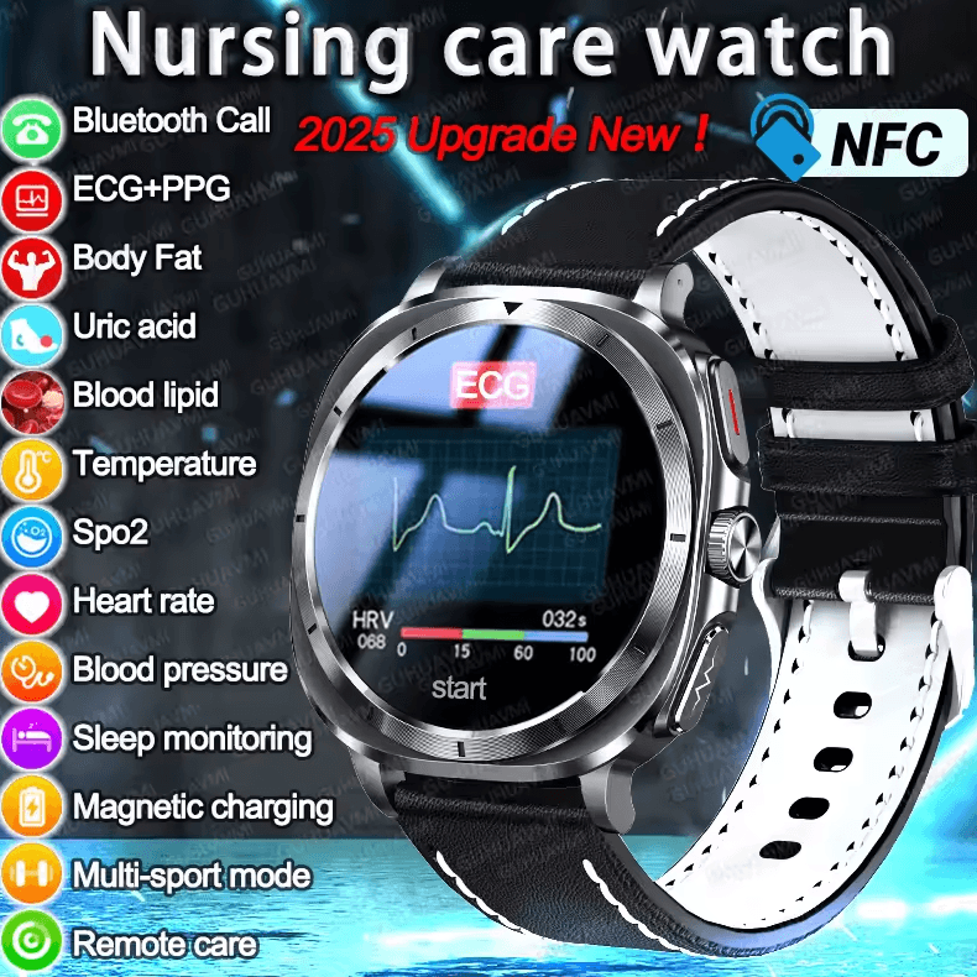 vitaltrack pro ecg smartwatch with blood pressure & body health monitoring