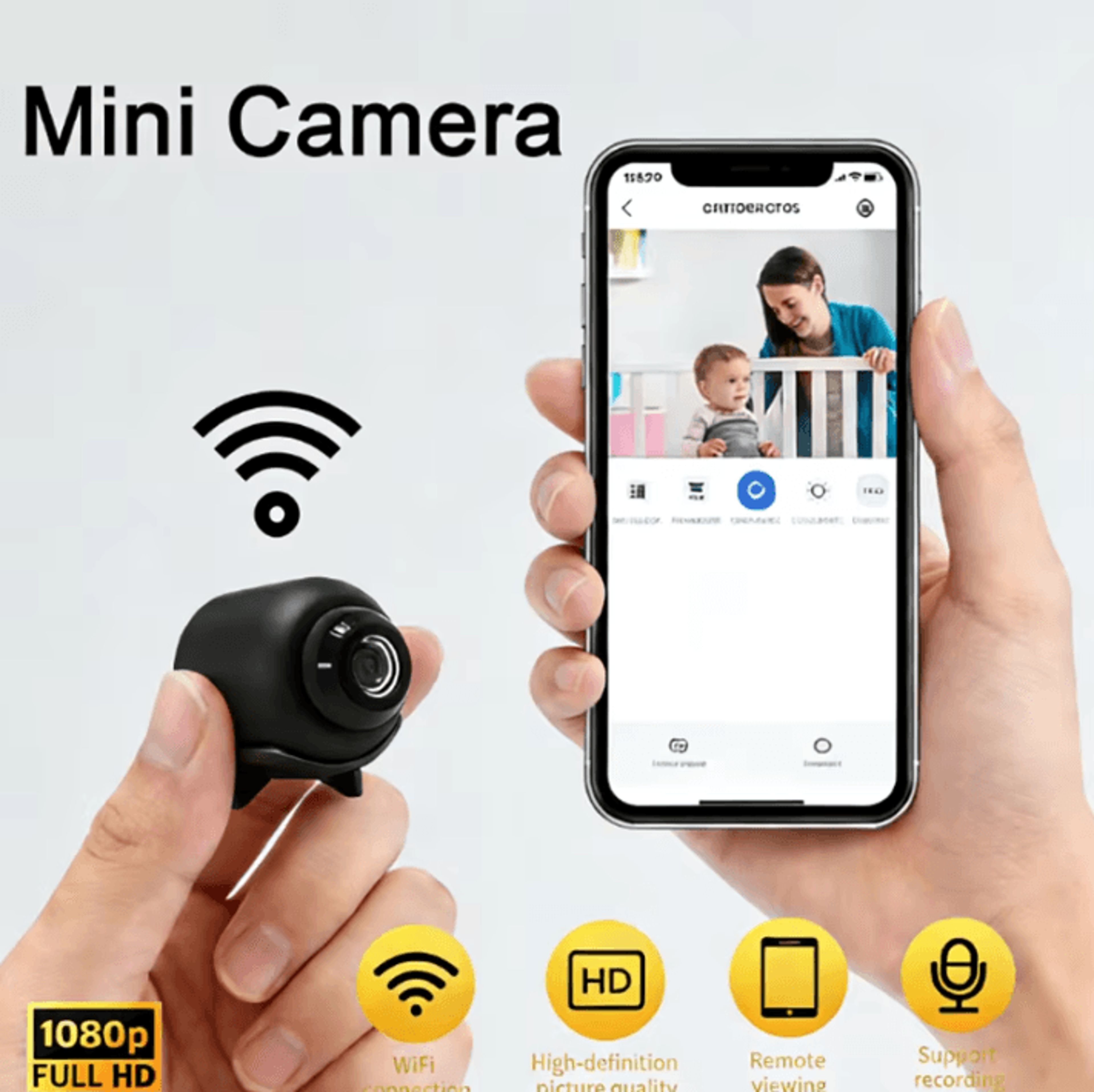 secureview mini 1080p wifi security camera with night vision & motion detection