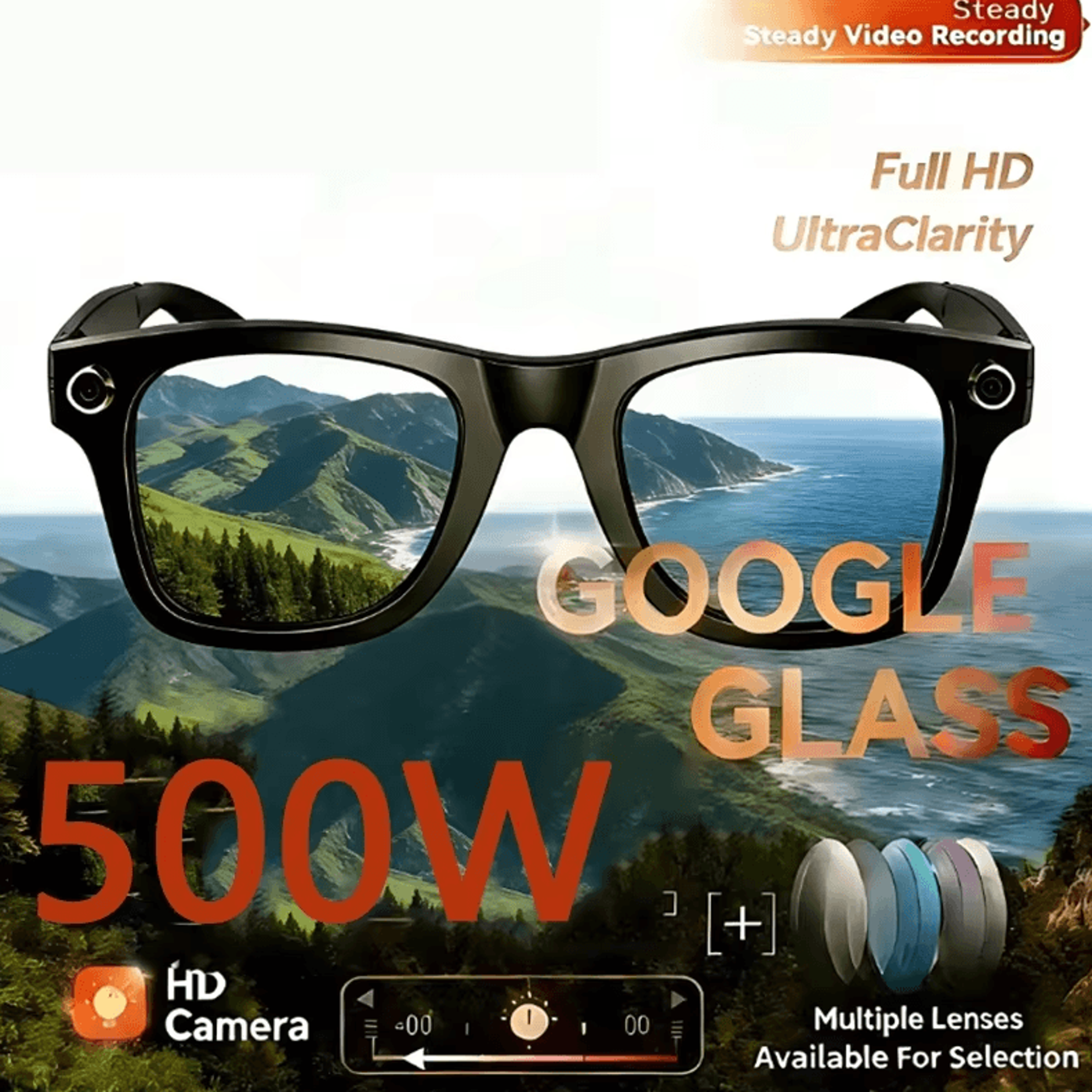 aerovision 4k ai smart camera glasses with translation & color-changing lenses