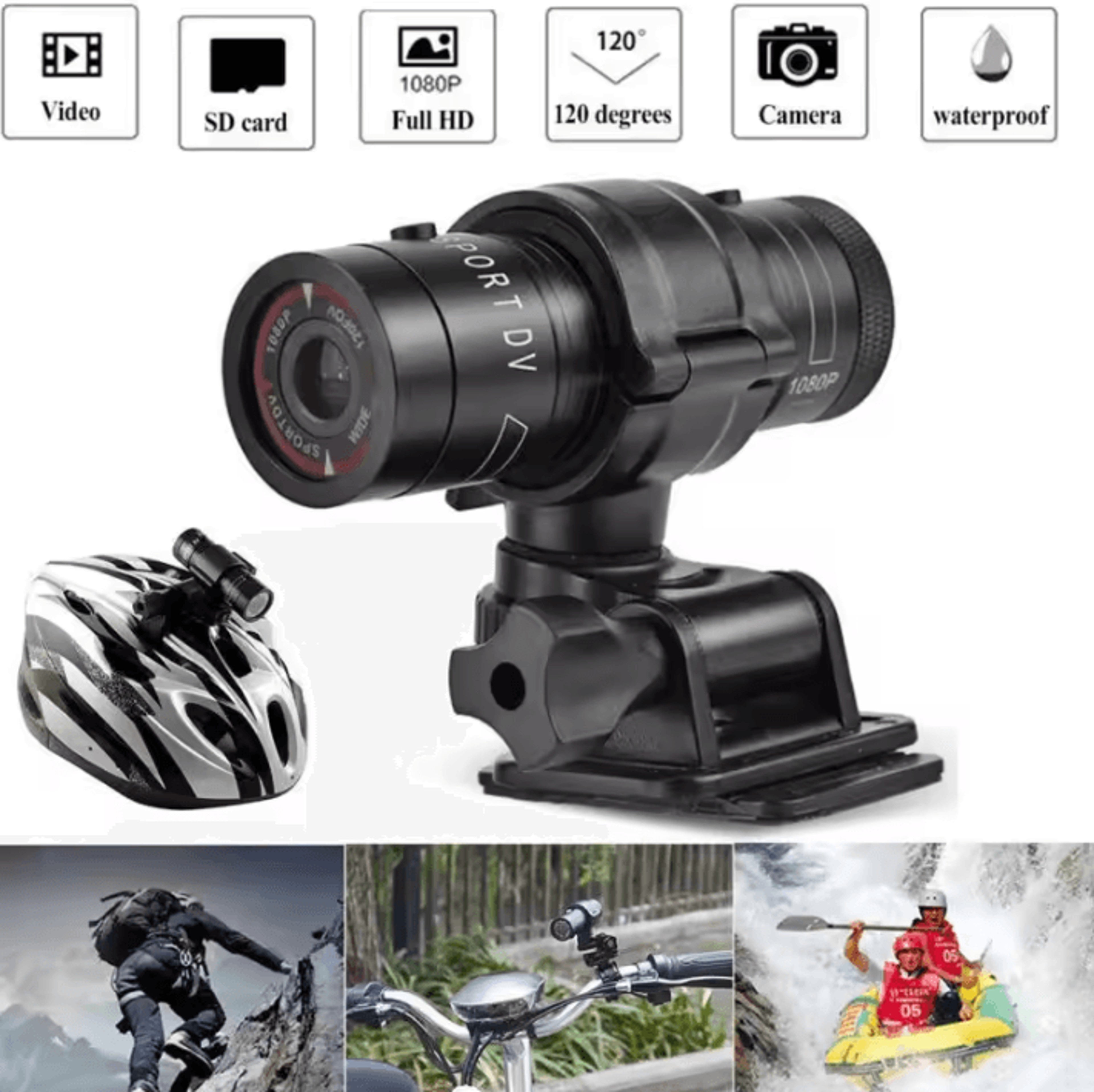 actioncam mini pro 1080p helmet action camera with waterproof design & flashlight