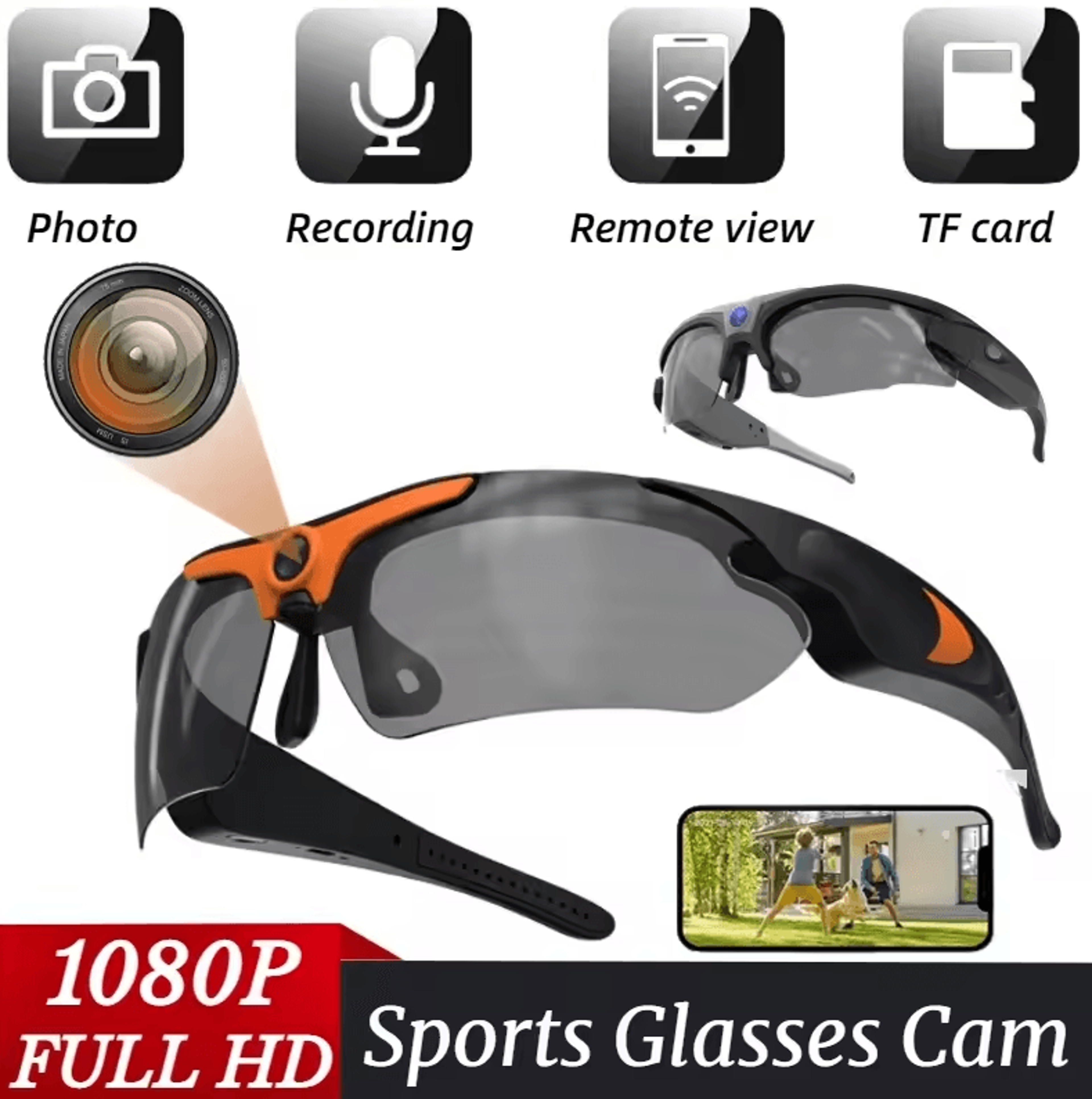 visioncam pro 1080p camera sunglasses with polarized lens & hands-free recording