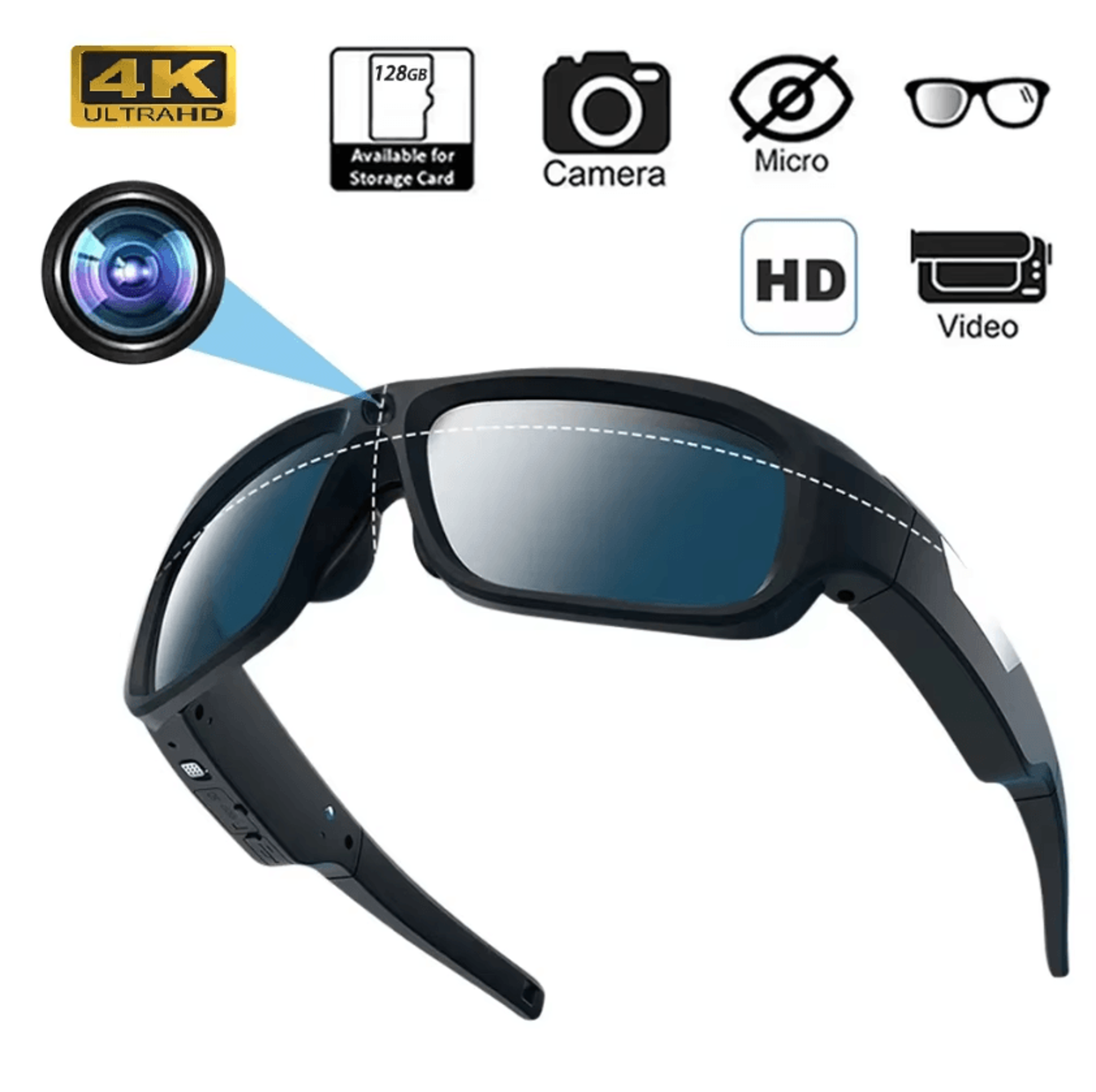 visioncam ultra 4k camera sunglasses with polarized lens & hands-free recording