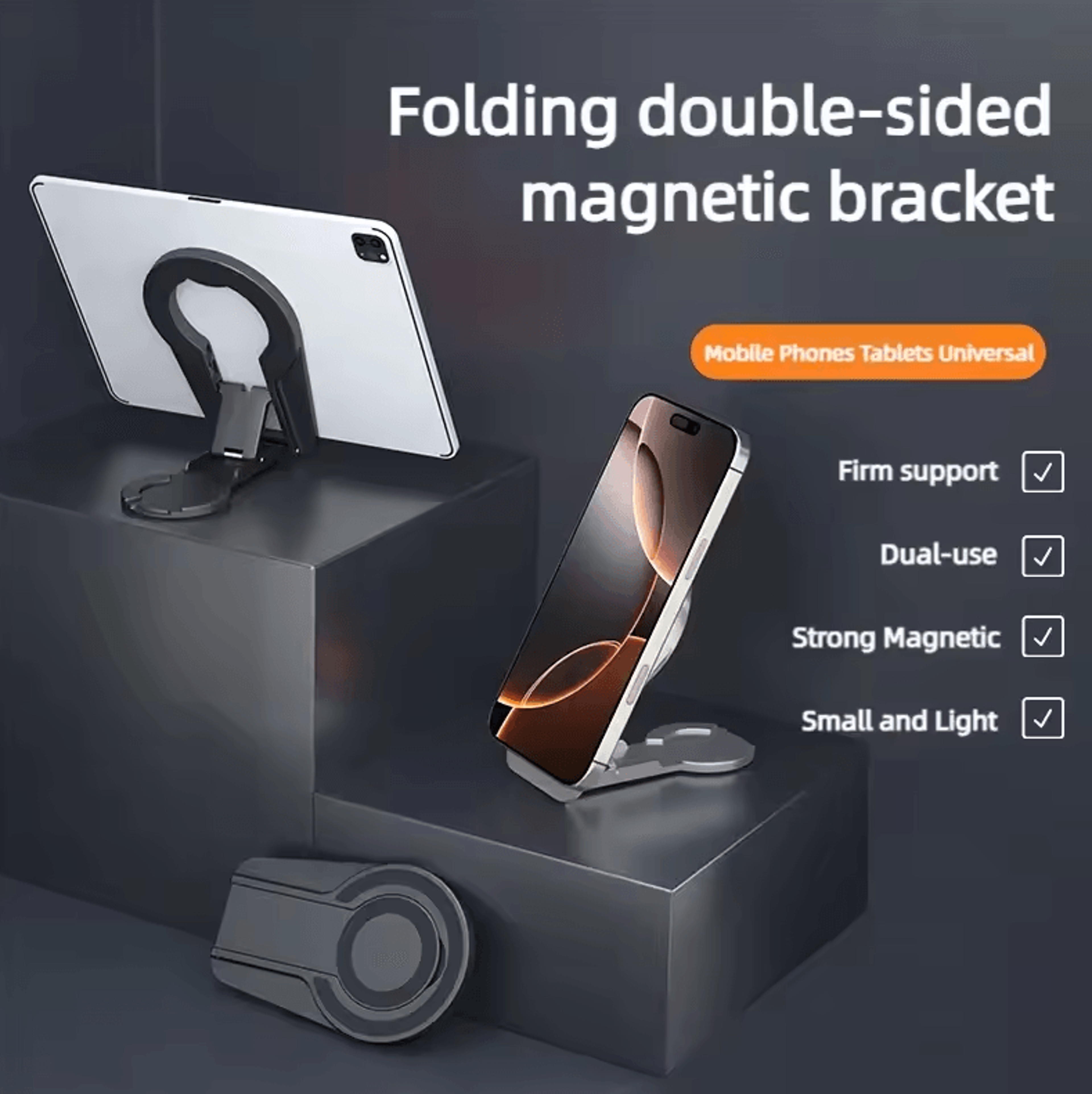 magsafe magnetic phone grip stand – foldable dual-sided holder & desk mount