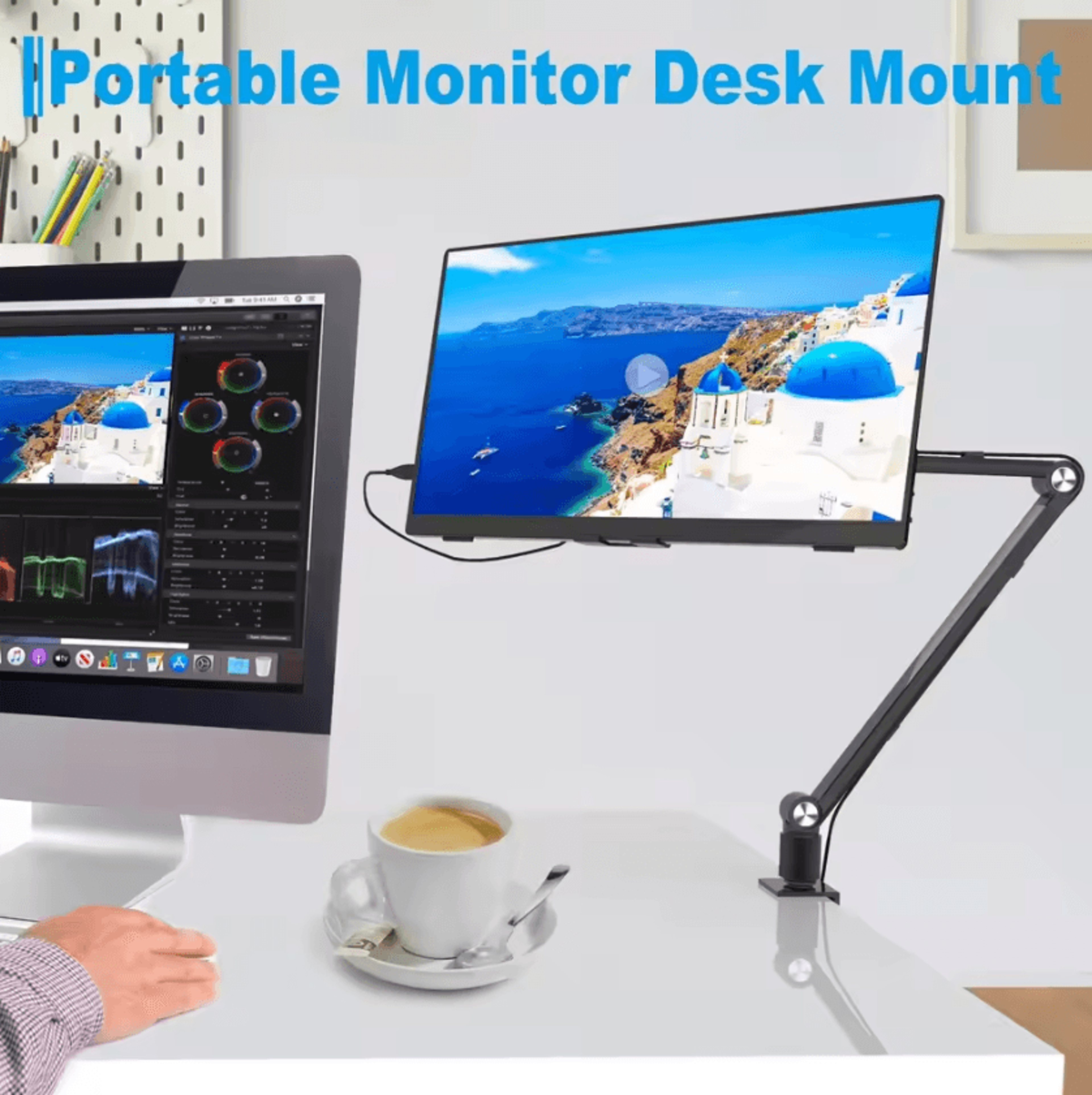 flexiview pro aluminum tablet & monitor arm stand – 360° rotating long arm desk mount (up to 16)