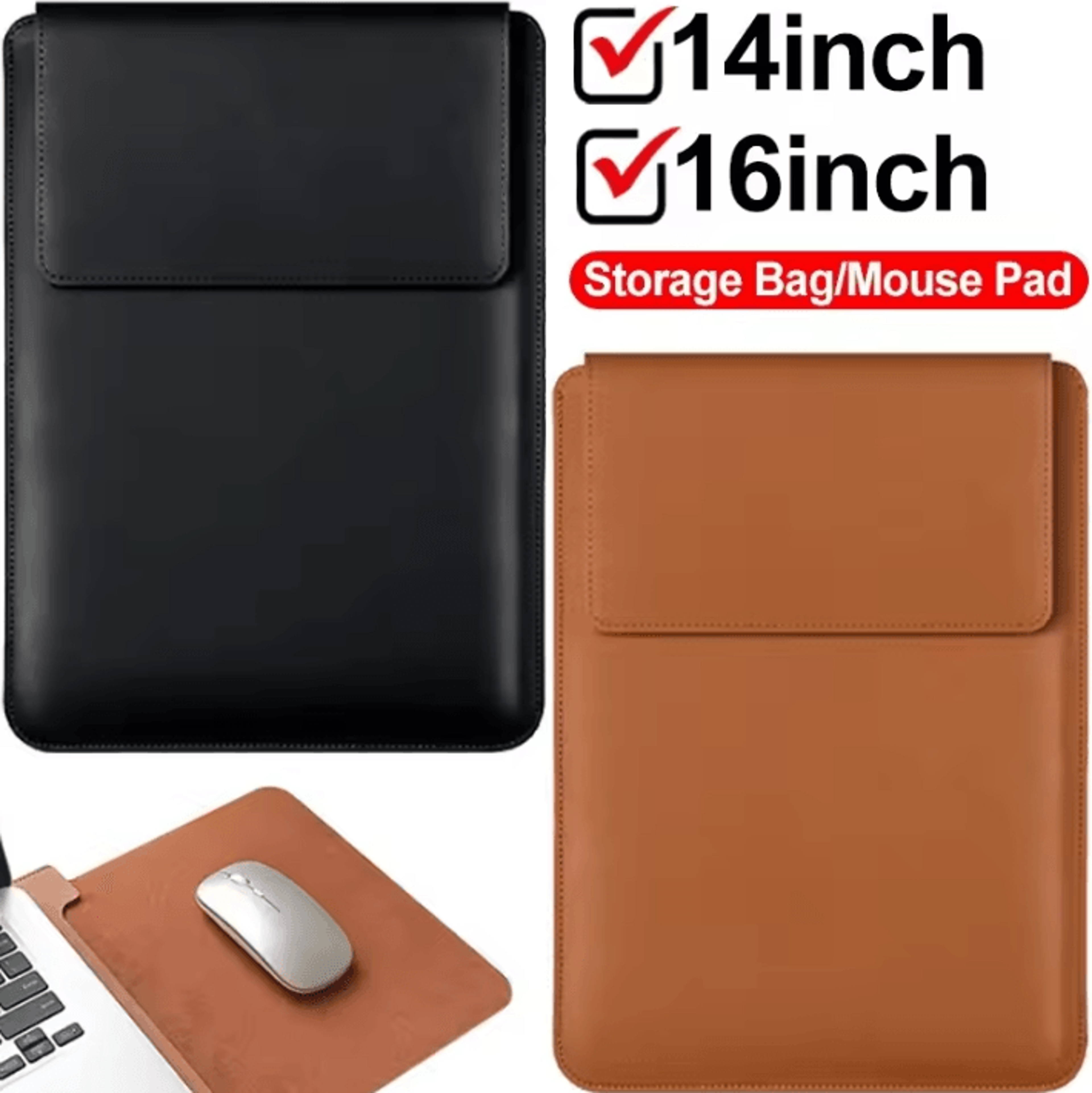 luxeshield pu leather laptop sleeve – slim protective case for 14–16 macbook & laptops
