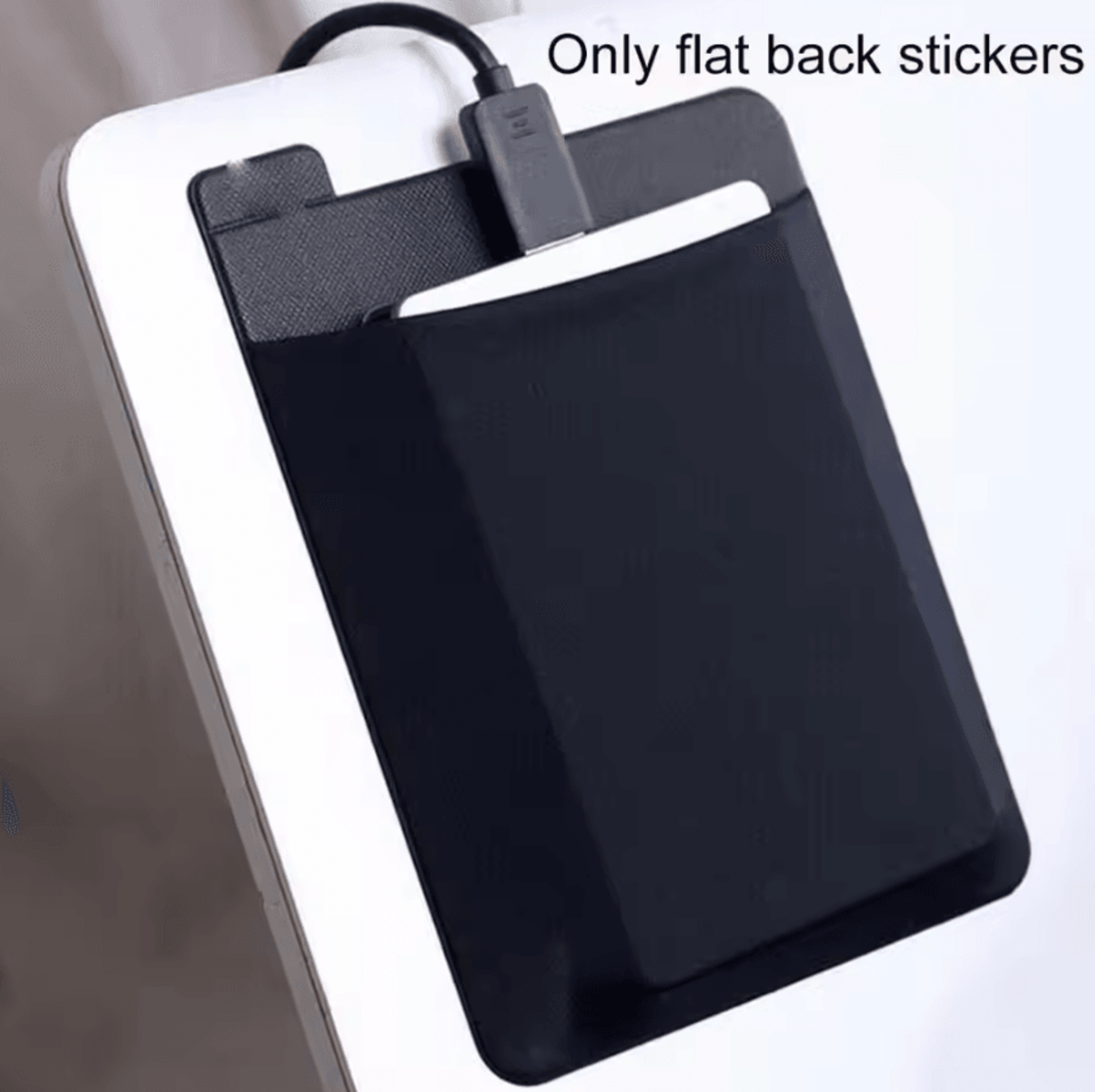 adhesive laptop storage pouch – stick-on mouse & hard drive organizer sleeve
